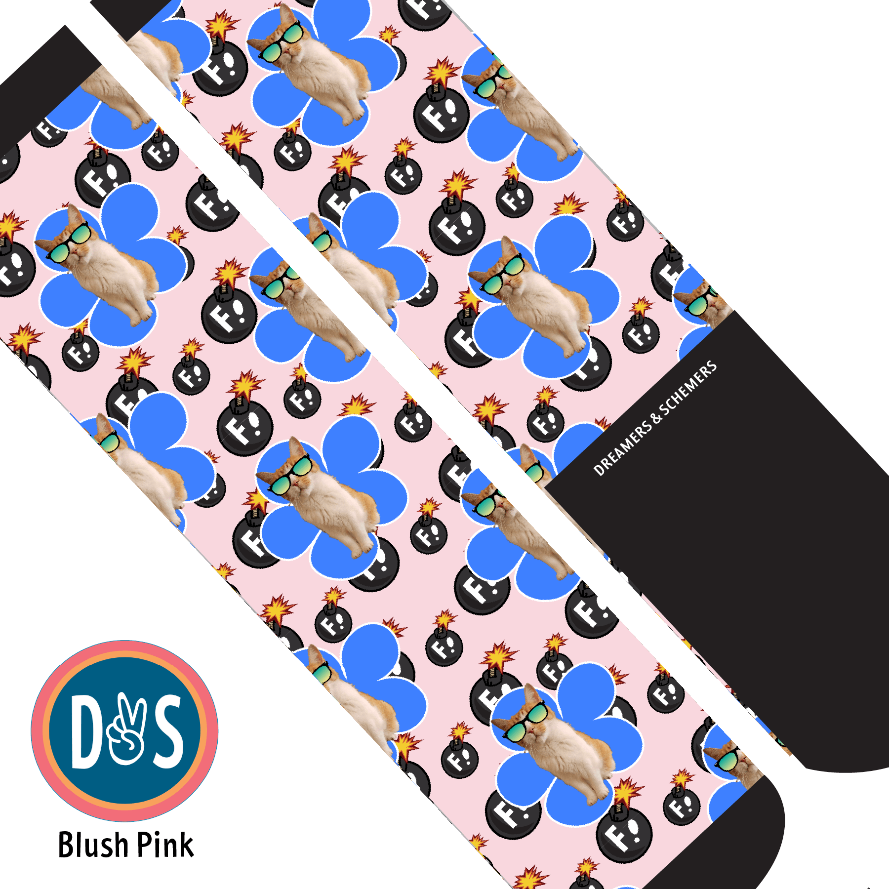 Custom AL Custom Socks Adult / Blush Pink Custom Flower with F Bombs Socks 1 Photo equestrian boot socks boot socks thin socks riding socks pattern socks tall socks funny socks knee high socks horse socks horse show socks