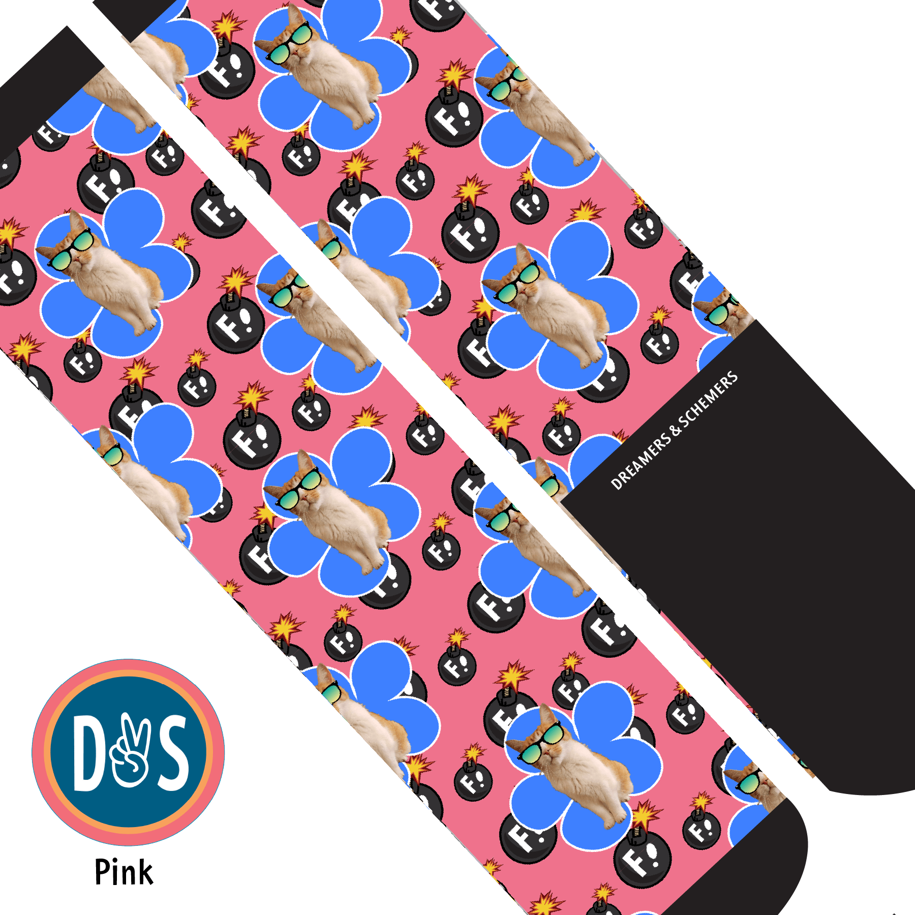 Custom AL Custom Socks Adult / Pink Custom Flower with F Bombs Socks 1 Photo equestrian boot socks boot socks thin socks riding socks pattern socks tall socks funny socks knee high socks horse socks horse show socks