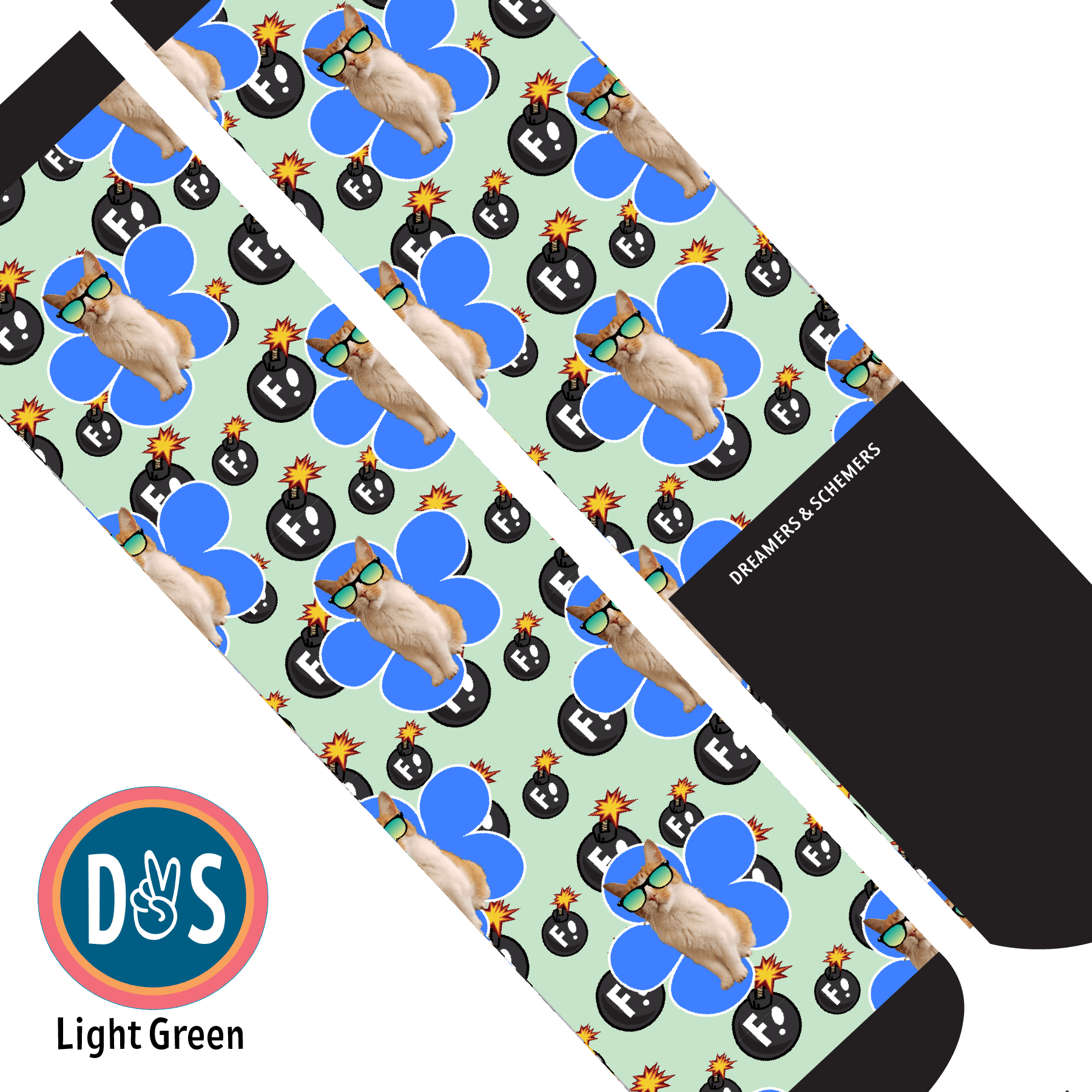 Custom AL Custom Socks Adult / Light Green Custom Flower with F Bombs Socks 1 Photo equestrian boot socks boot socks thin socks riding socks pattern socks tall socks funny socks knee high socks horse socks horse show socks