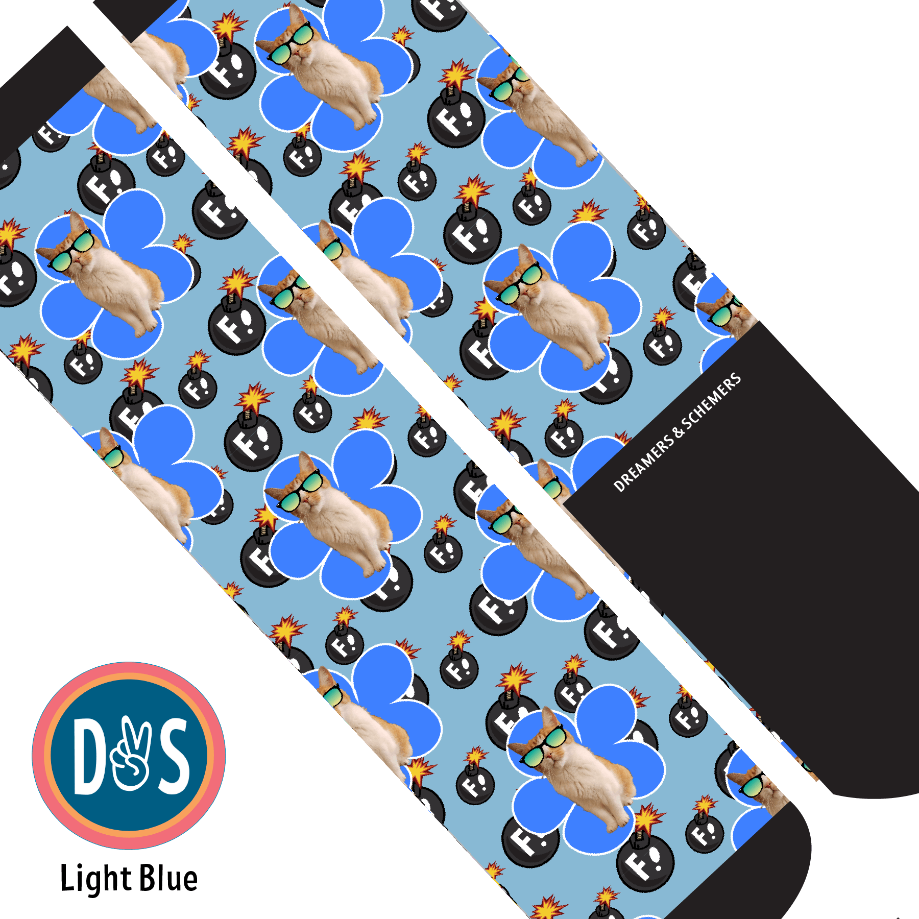 Custom AL Custom Socks Adult / Light Blue Custom Flower with F Bombs Socks 1 Photo equestrian boot socks boot socks thin socks riding socks pattern socks tall socks funny socks knee high socks horse socks horse show socks