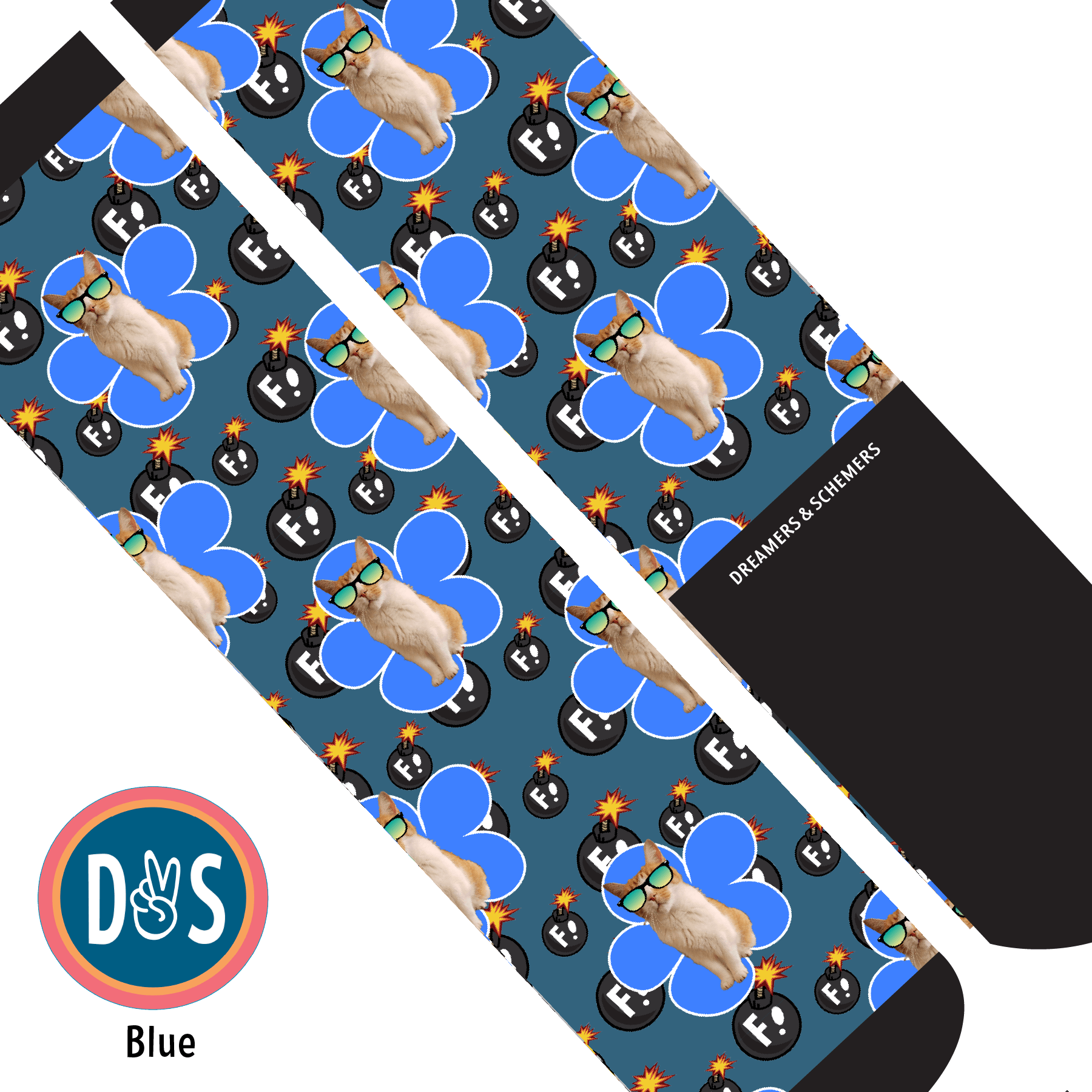 Custom AL Custom Socks Adult / Blue Custom Flower with F Bombs Socks 1 Photo equestrian boot socks boot socks thin socks riding socks pattern socks tall socks funny socks knee high socks horse socks horse show socks