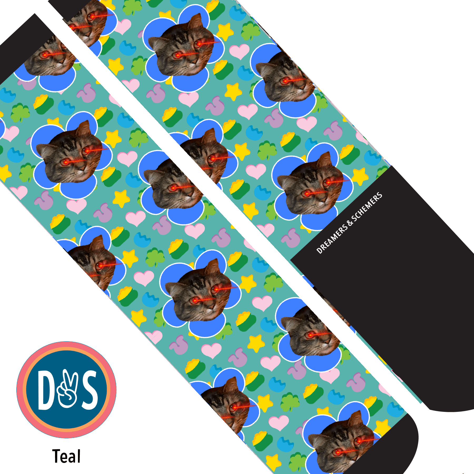 Custom AL Custom Socks Adult / Teal Custom Flower with Lucky Treats Socks 1 Photo equestrian boot socks boot socks thin socks riding socks pattern socks tall socks funny socks knee high socks horse socks horse show socks