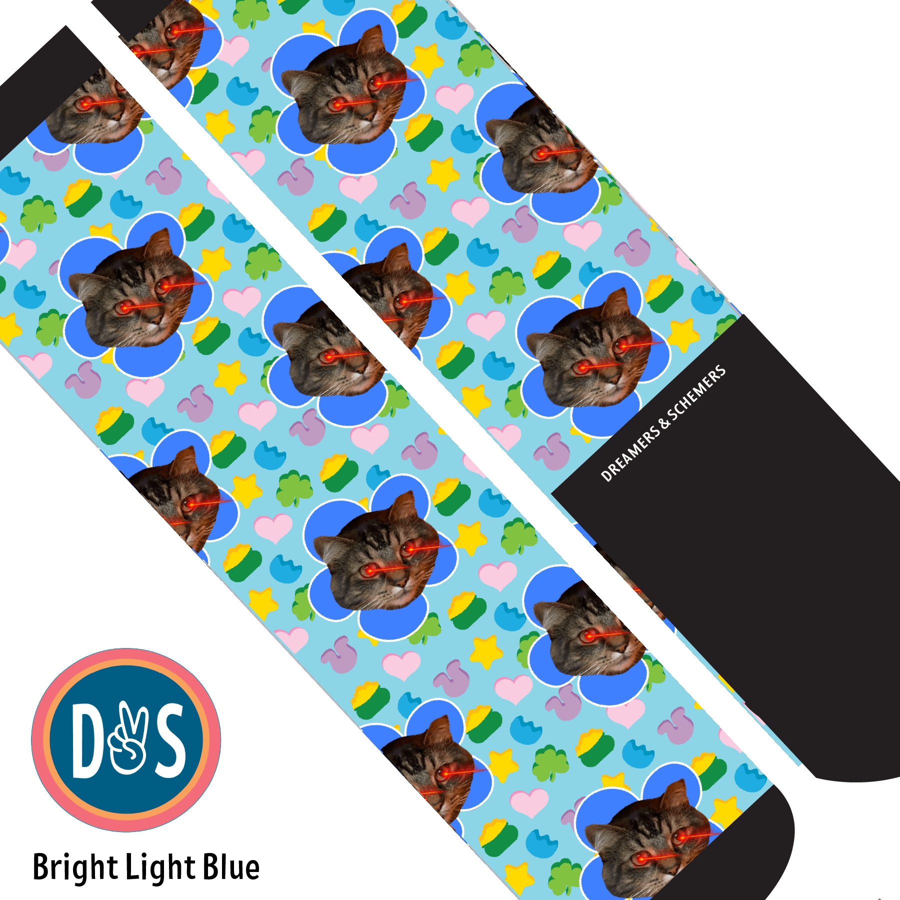 Custom AL Custom Socks Adult / Bright Light Blue Custom Flower with Lucky Treats Socks 1 Photo equestrian boot socks boot socks thin socks riding socks pattern socks tall socks funny socks knee high socks horse socks horse show socks