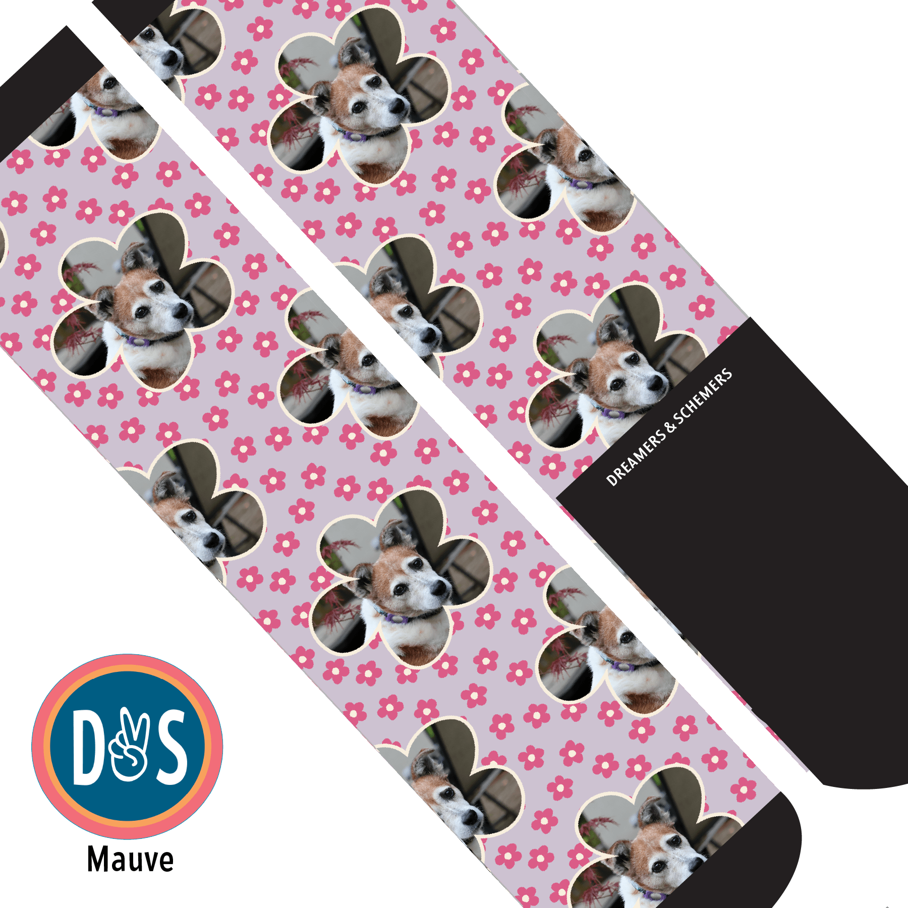 Custom AL Custom Socks Adult / Mauve Custom Flower with Pinky Petals Socks 1 Photo equestrian boot socks boot socks thin socks riding socks pattern socks tall socks funny socks knee high socks horse socks horse show socks