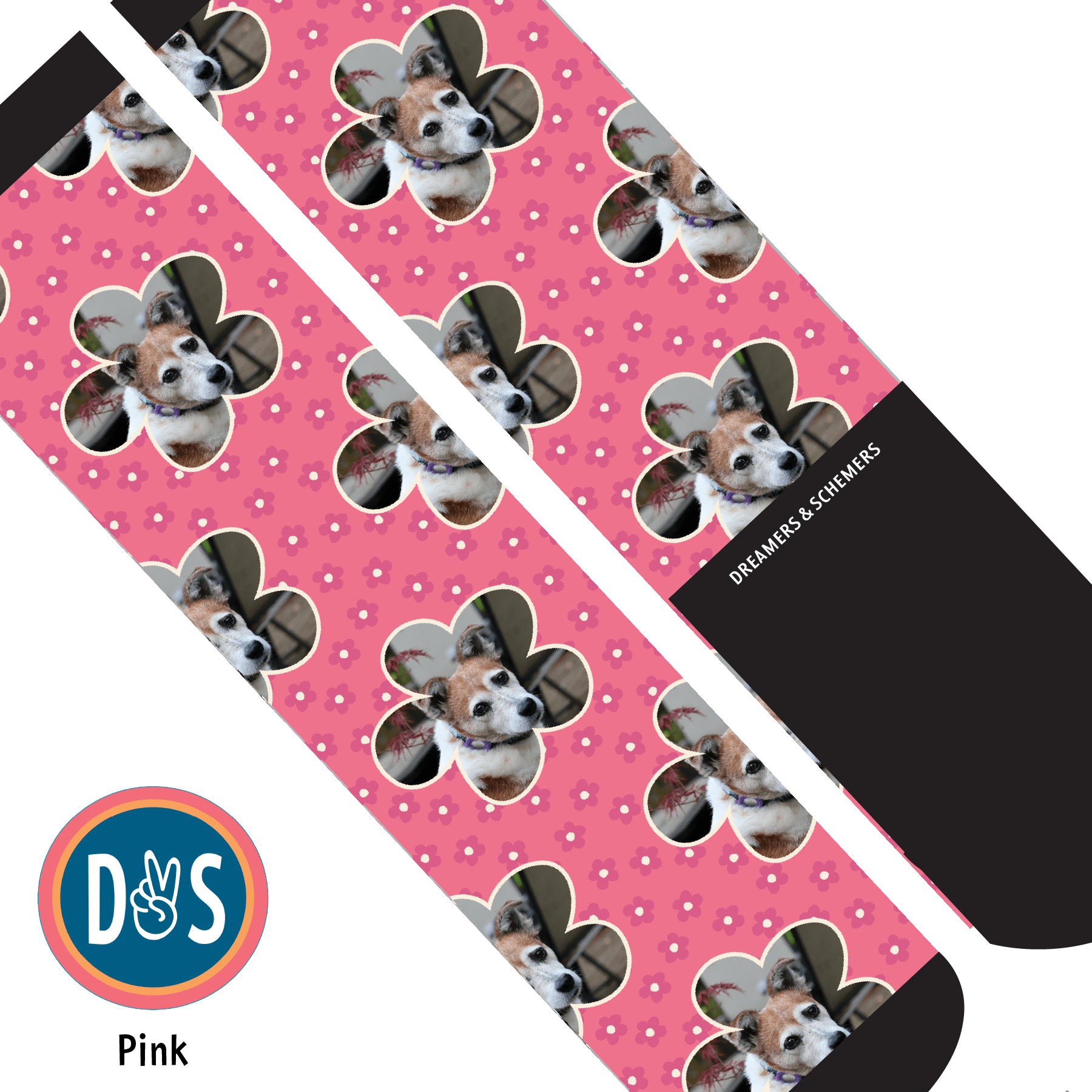 Custom AL Custom Socks Adult / Pink Custom Flower with Pinky Petals Socks 1 Photo equestrian boot socks boot socks thin socks riding socks pattern socks tall socks funny socks knee high socks horse socks horse show socks