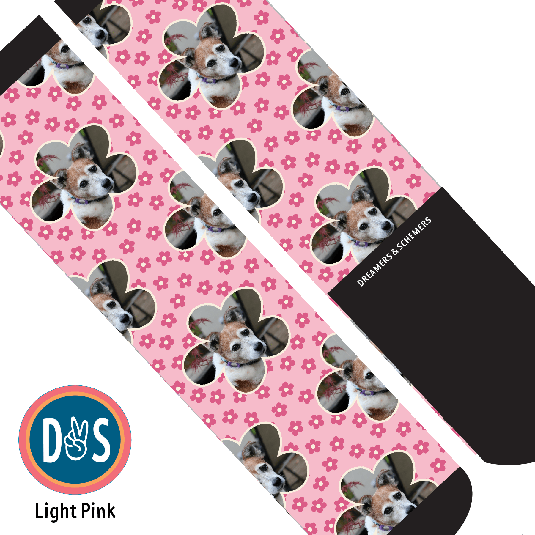 Custom AL Custom Socks Adult / Light Pink Custom Flower with Pinky Petals Socks 1 Photo equestrian boot socks boot socks thin socks riding socks pattern socks tall socks funny socks knee high socks horse socks horse show socks