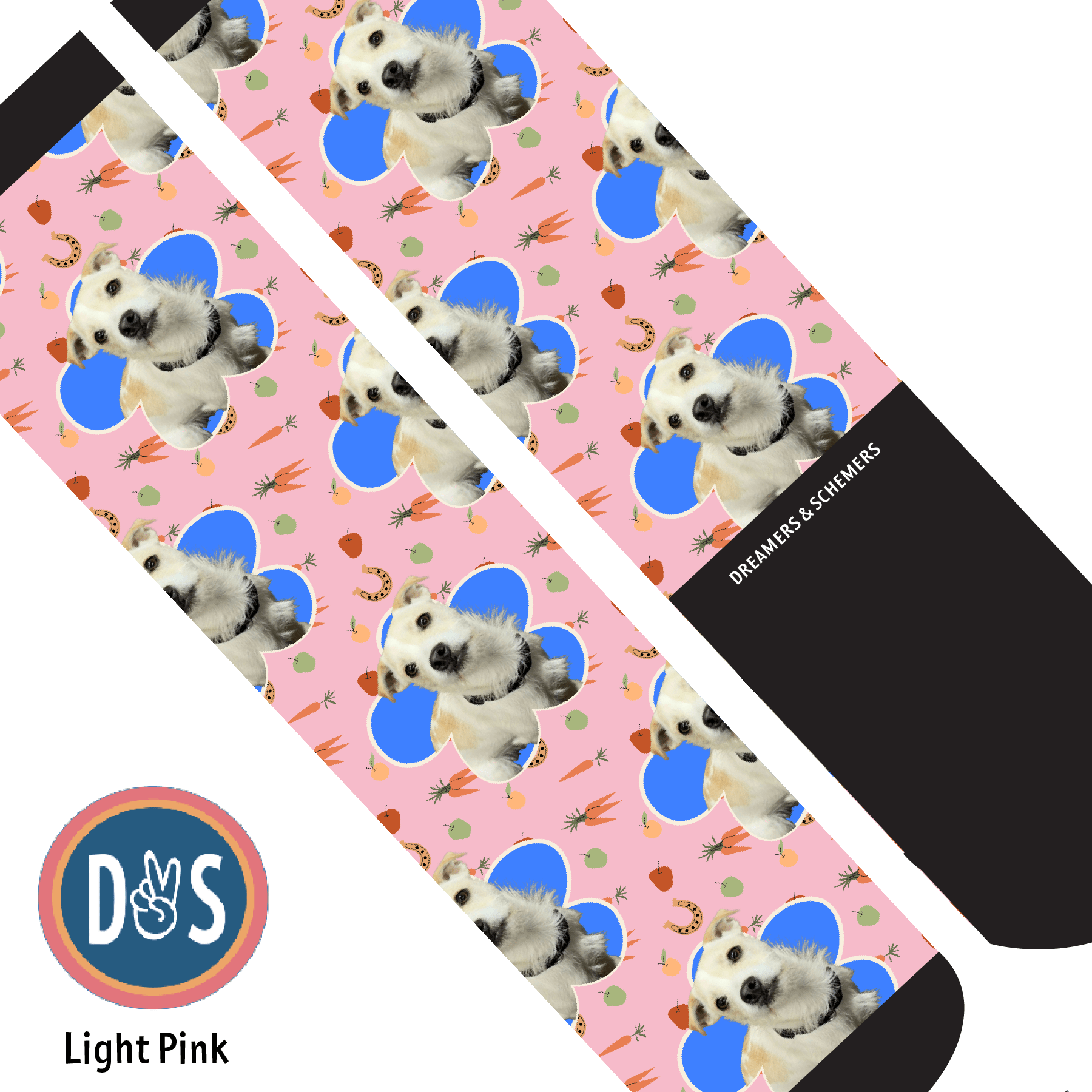 Custom AL Custom Socks Adult / Light Pink Custom Flower with Stable Snackies Socks 1 Photo equestrian boot socks boot socks thin socks riding socks pattern socks tall socks funny socks knee high socks horse socks horse show socks