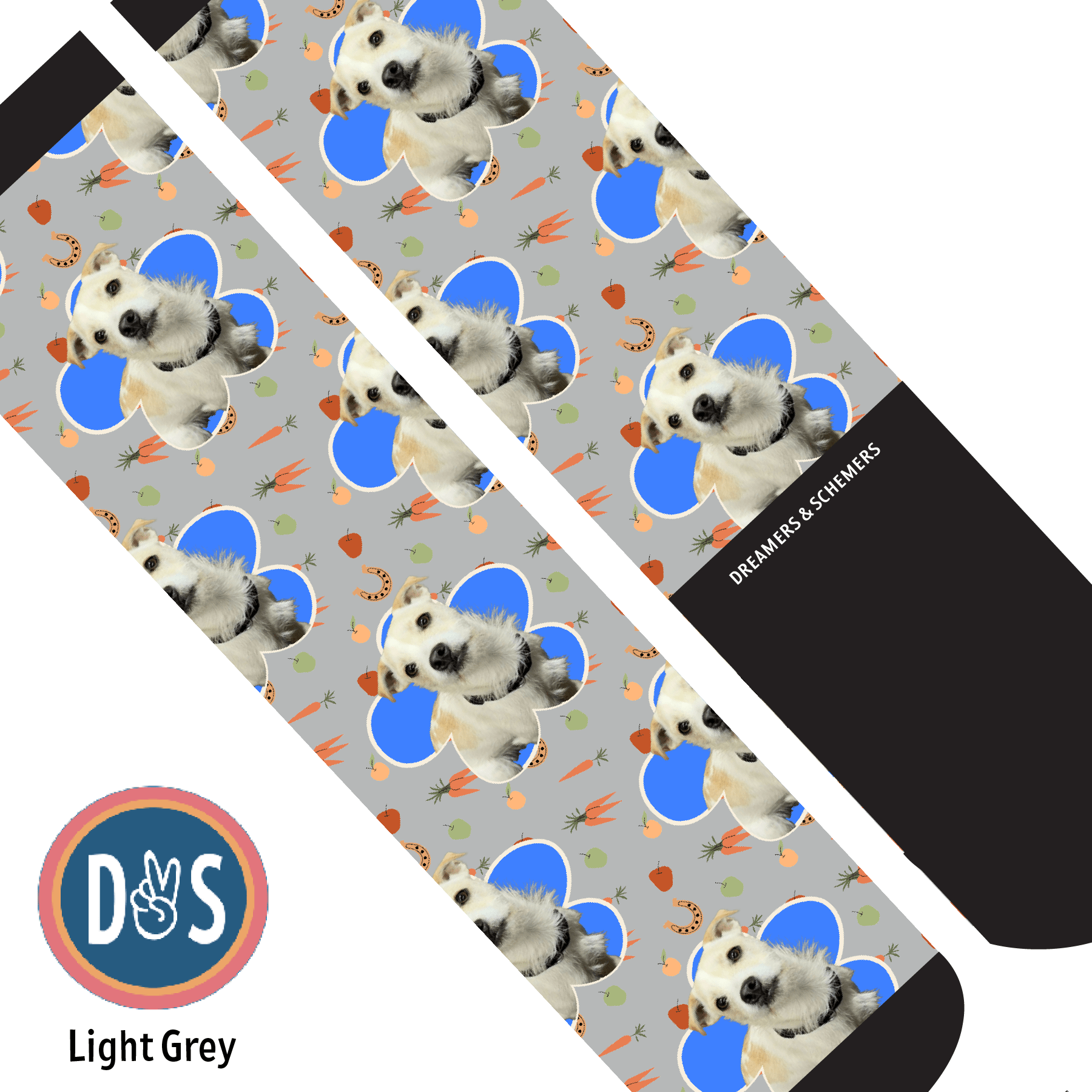 Custom AL Custom Socks Adult / Light Grey Custom Flower with Stable Snackies Socks 1 Photo equestrian boot socks boot socks thin socks riding socks pattern socks tall socks funny socks knee high socks horse socks horse show socks