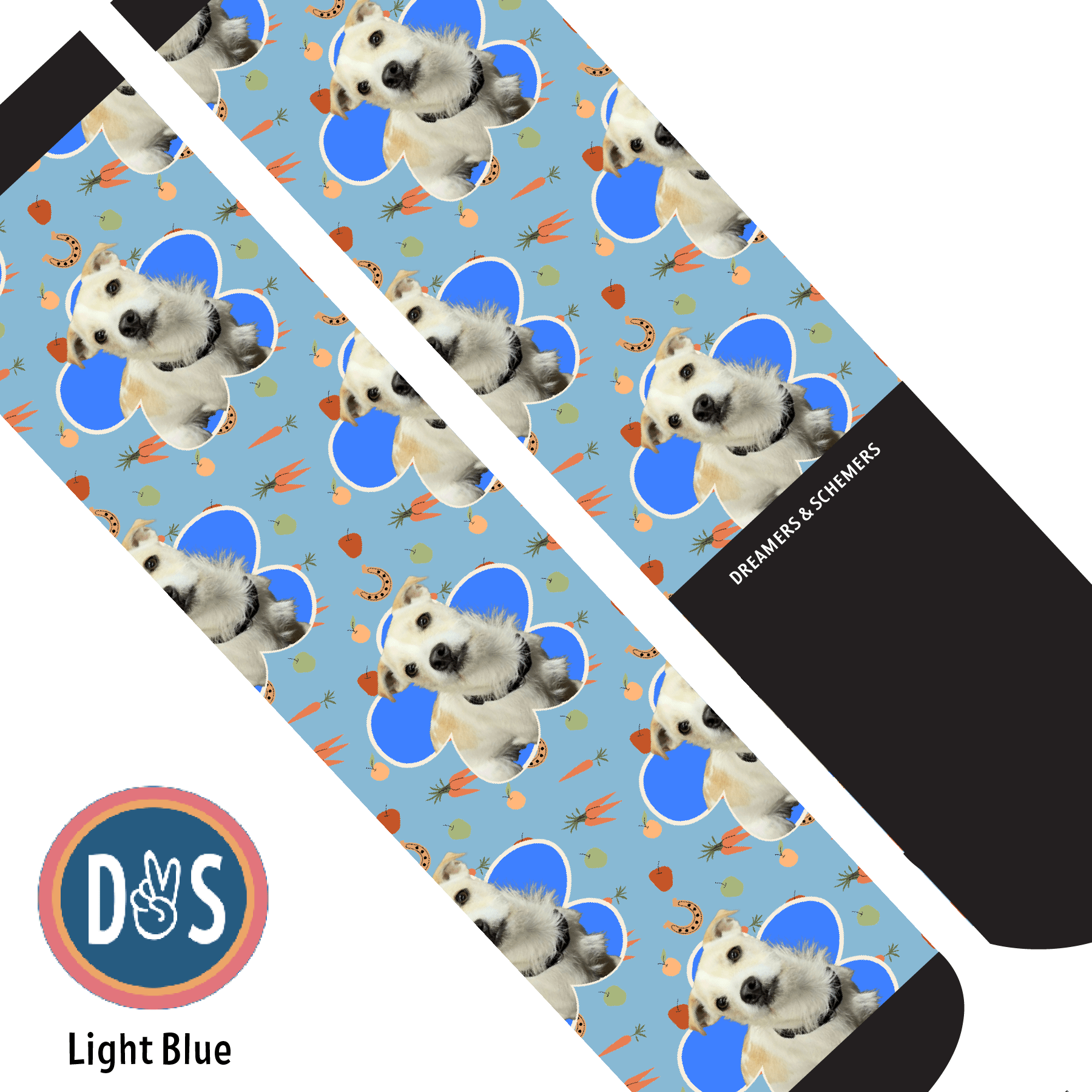 Custom AL Custom Socks Adult / Light Blue Custom Flower with Stable Snackies Socks 1 Photo equestrian boot socks boot socks thin socks riding socks pattern socks tall socks funny socks knee high socks horse socks horse show socks