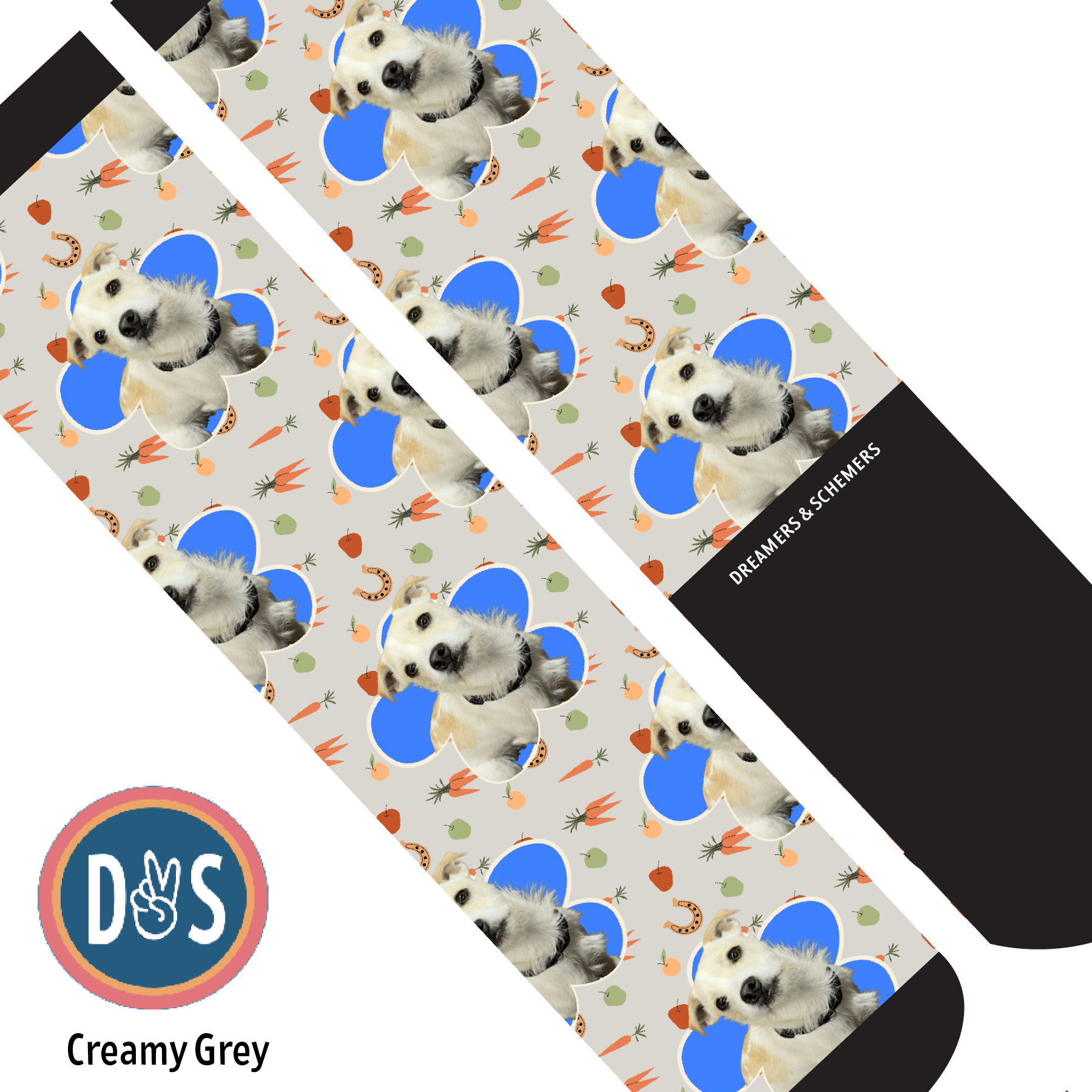 Custom AL Custom Socks Adult / Creamy Grey Custom Flower with Stable Snackies Socks 1 Photo equestrian boot socks boot socks thin socks riding socks pattern socks tall socks funny socks knee high socks horse socks horse show socks