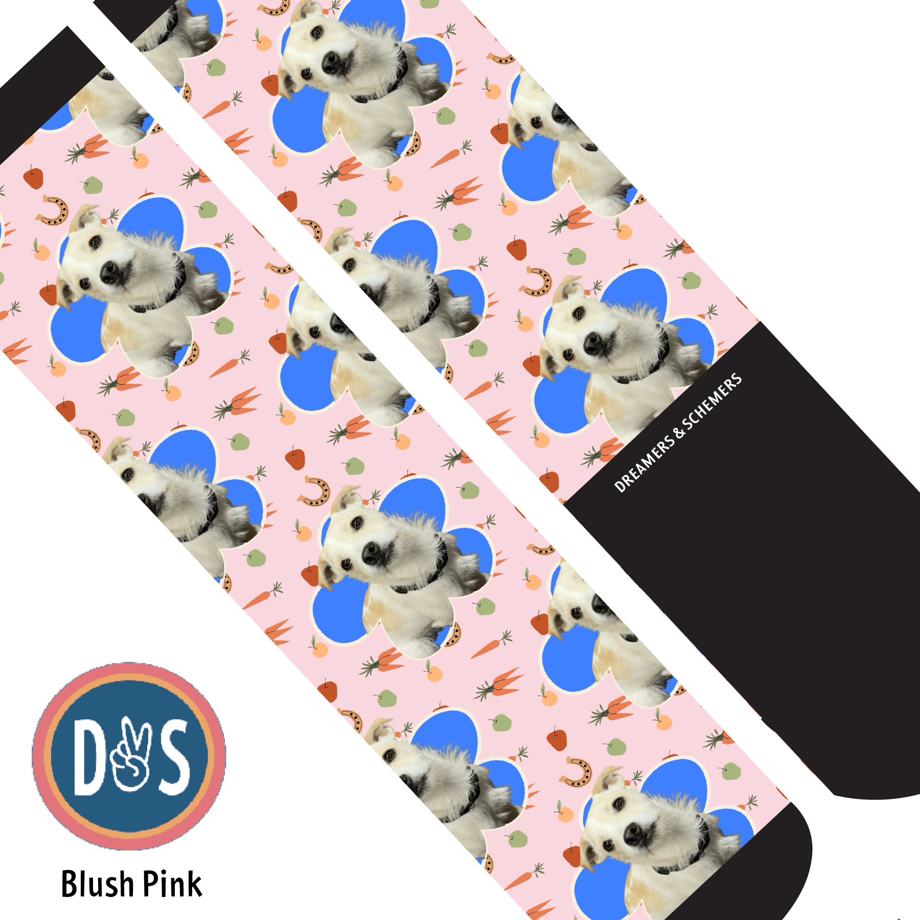 Custom AL Custom Socks Adult / Blush Pink Custom Flower with Stable Snackies Socks 1 Photo equestrian boot socks boot socks thin socks riding socks pattern socks tall socks funny socks knee high socks horse socks horse show socks