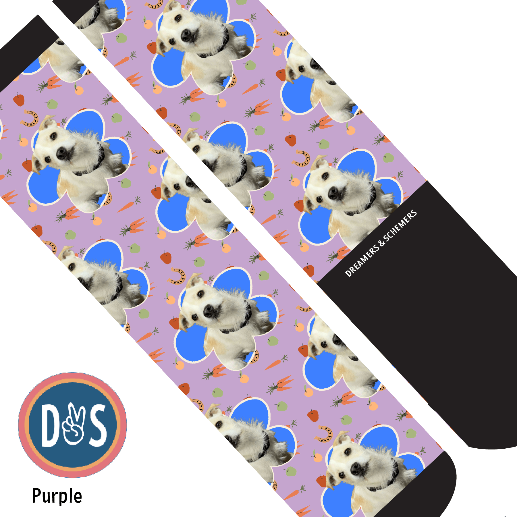 Custom AL Custom Socks Adult / Purple Custom Flower with Stable Snackies Socks 1 Photo equestrian boot socks boot socks thin socks riding socks pattern socks tall socks funny socks knee high socks horse socks horse show socks