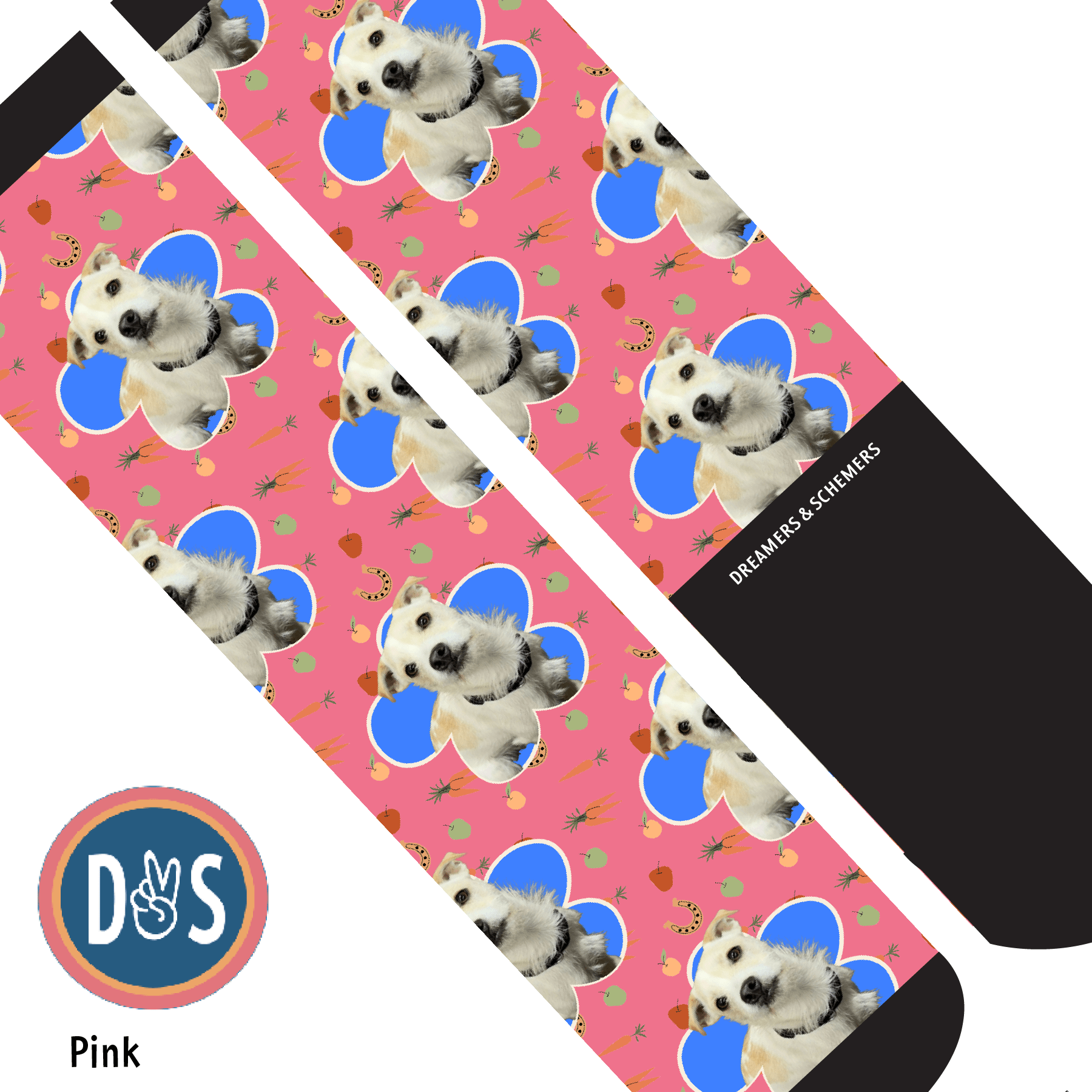 Custom AL Custom Socks Adult / Pink Custom Flower with Stable Snackies Socks 1 Photo equestrian boot socks boot socks thin socks riding socks pattern socks tall socks funny socks knee high socks horse socks horse show socks