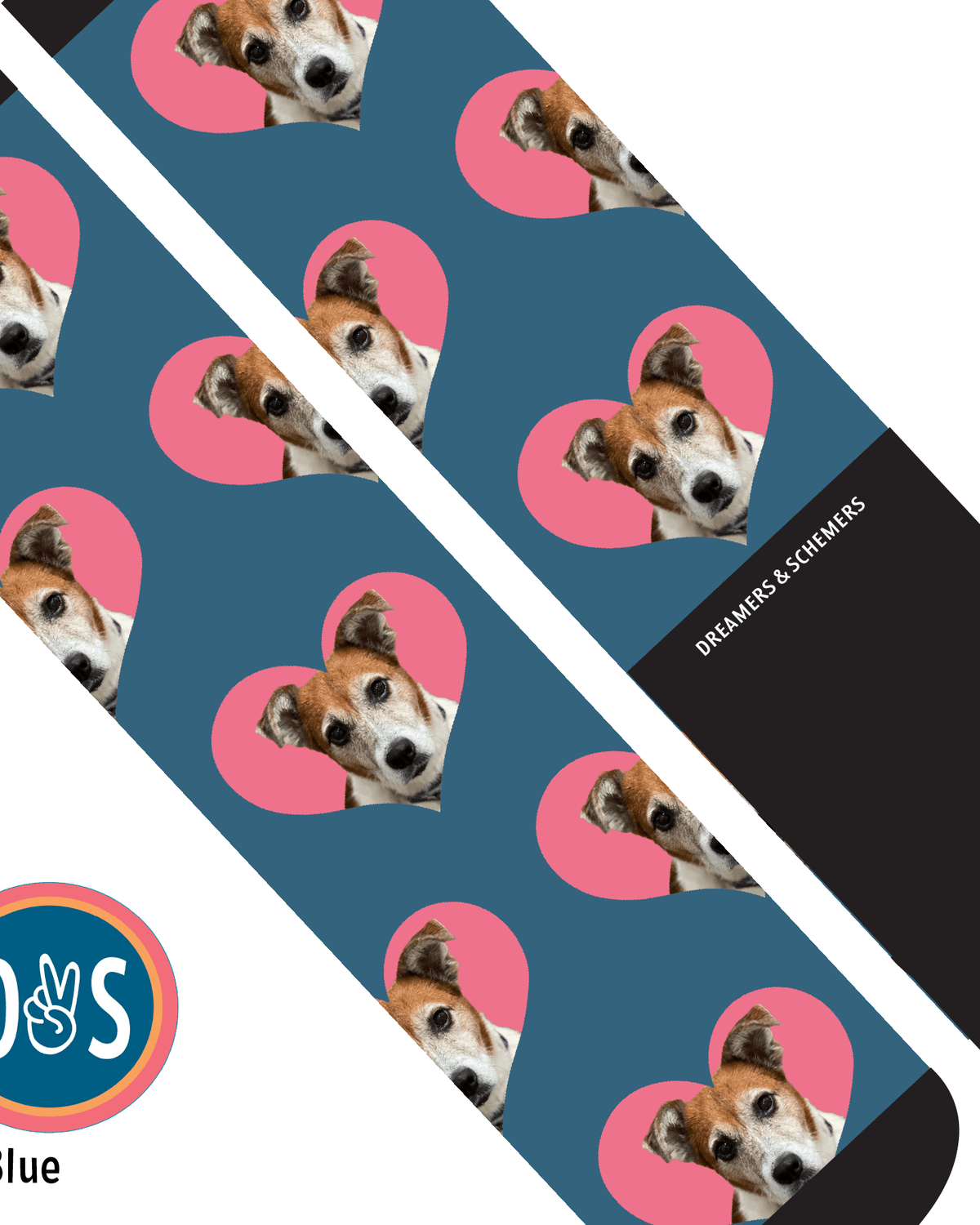 Hearts custom photo equestrian boot socks, additional view