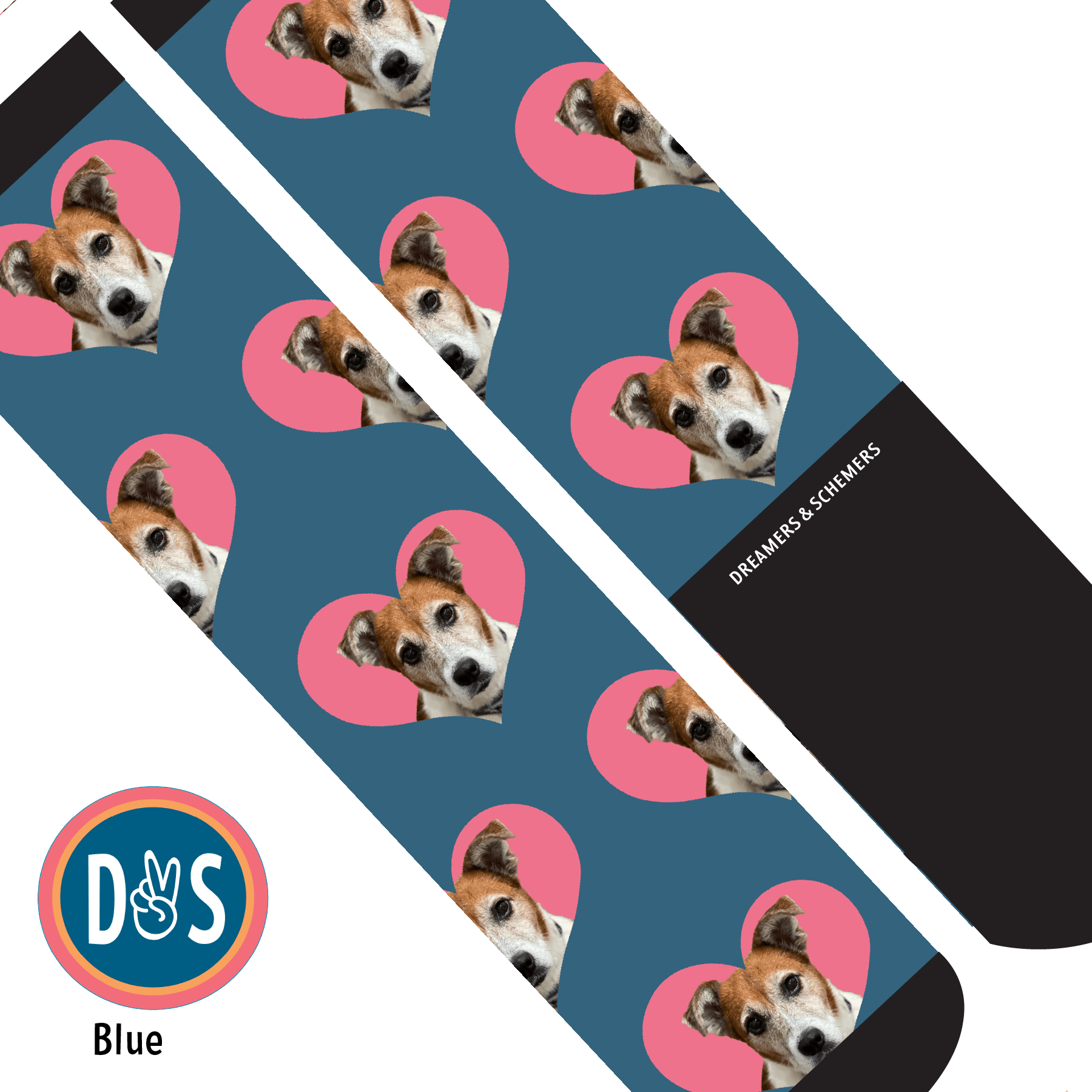 Hearts custom photo equestrian boot socks, additional view