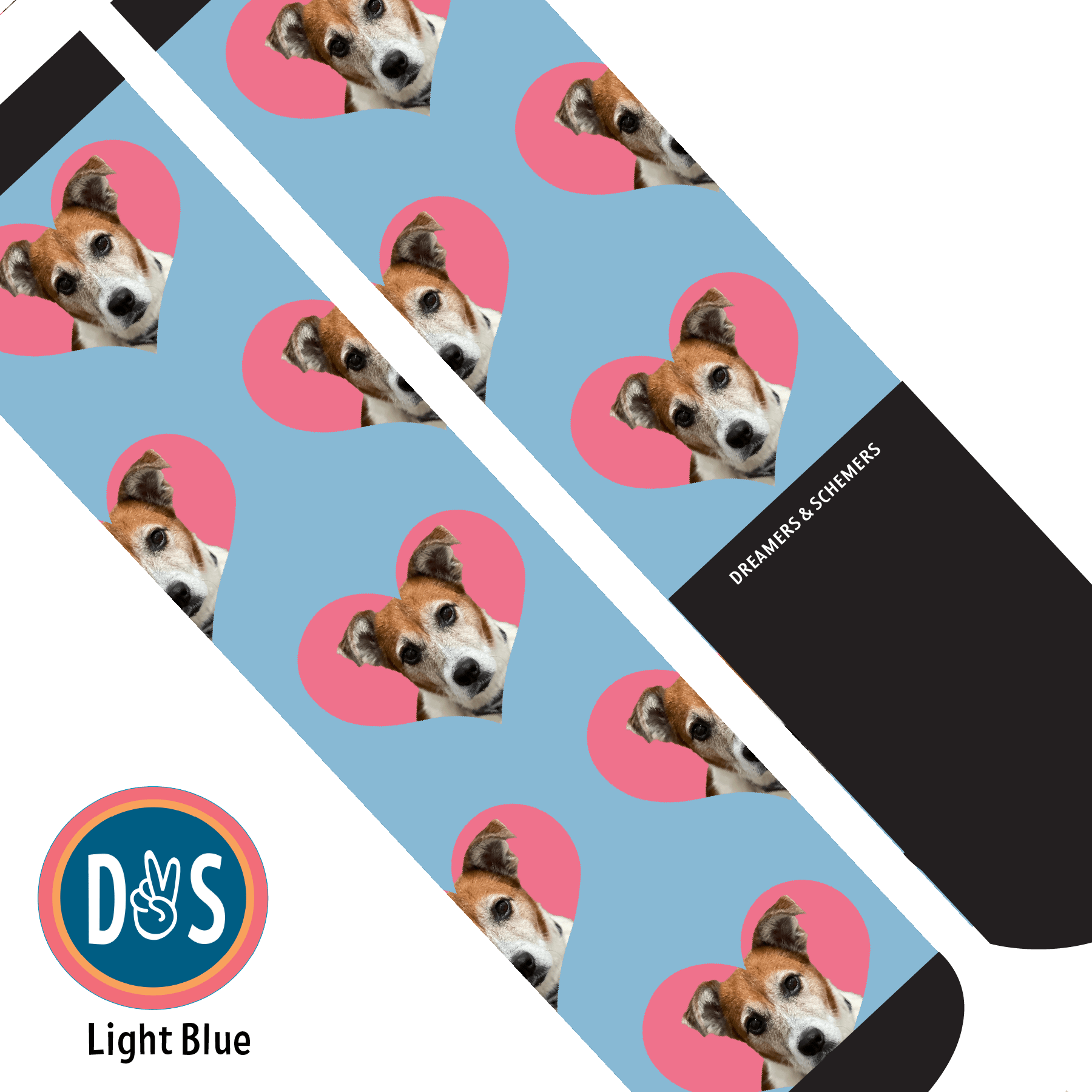 Hearts custom photo equestrian boot socks, additional view