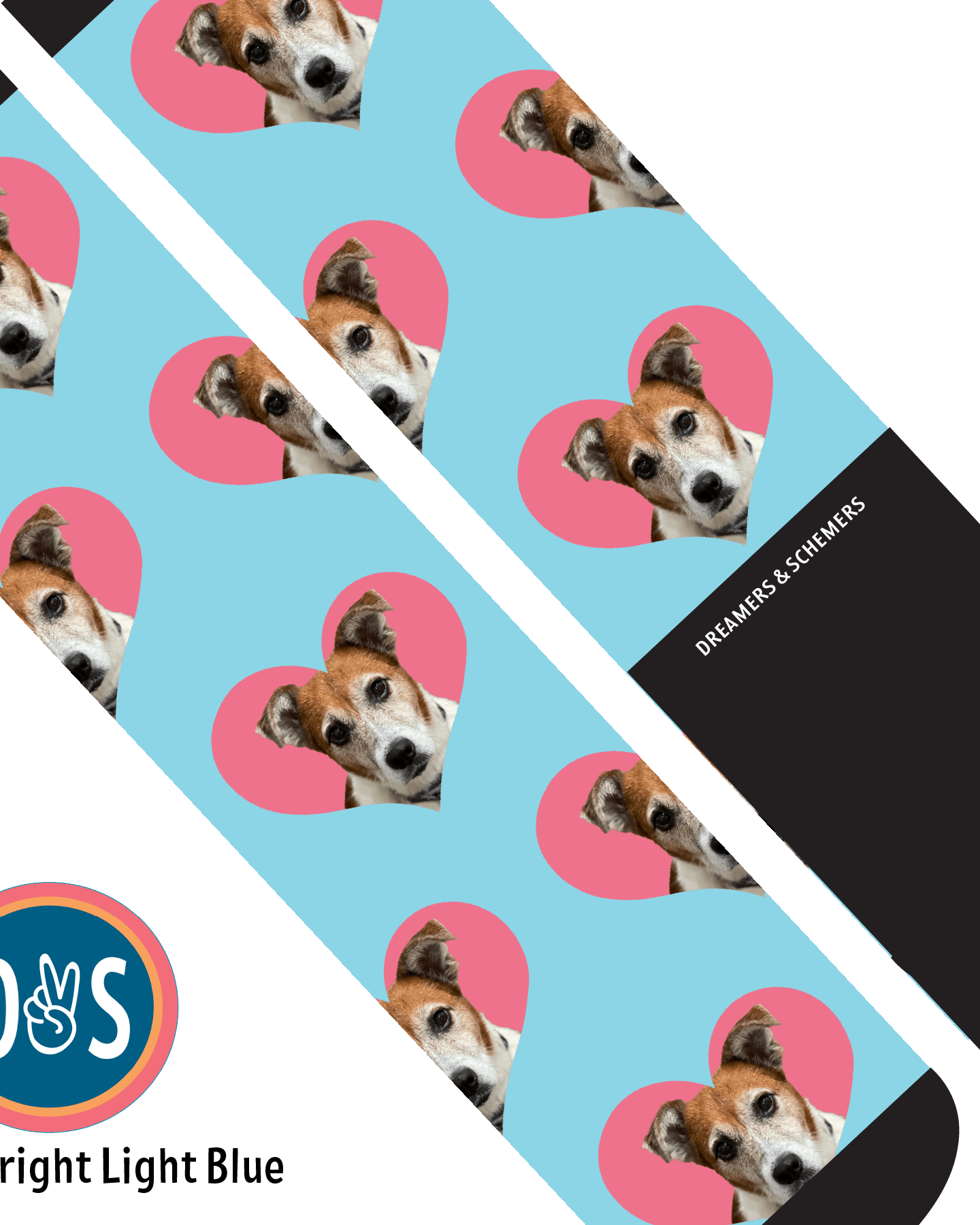 Custom AL Custom Socks Adult / Bright Light Blue Custom Heart Socks 1 Photo equestrian boot socks boot socks thin socks riding socks pattern socks tall socks funny socks knee high socks horse socks horse show socks