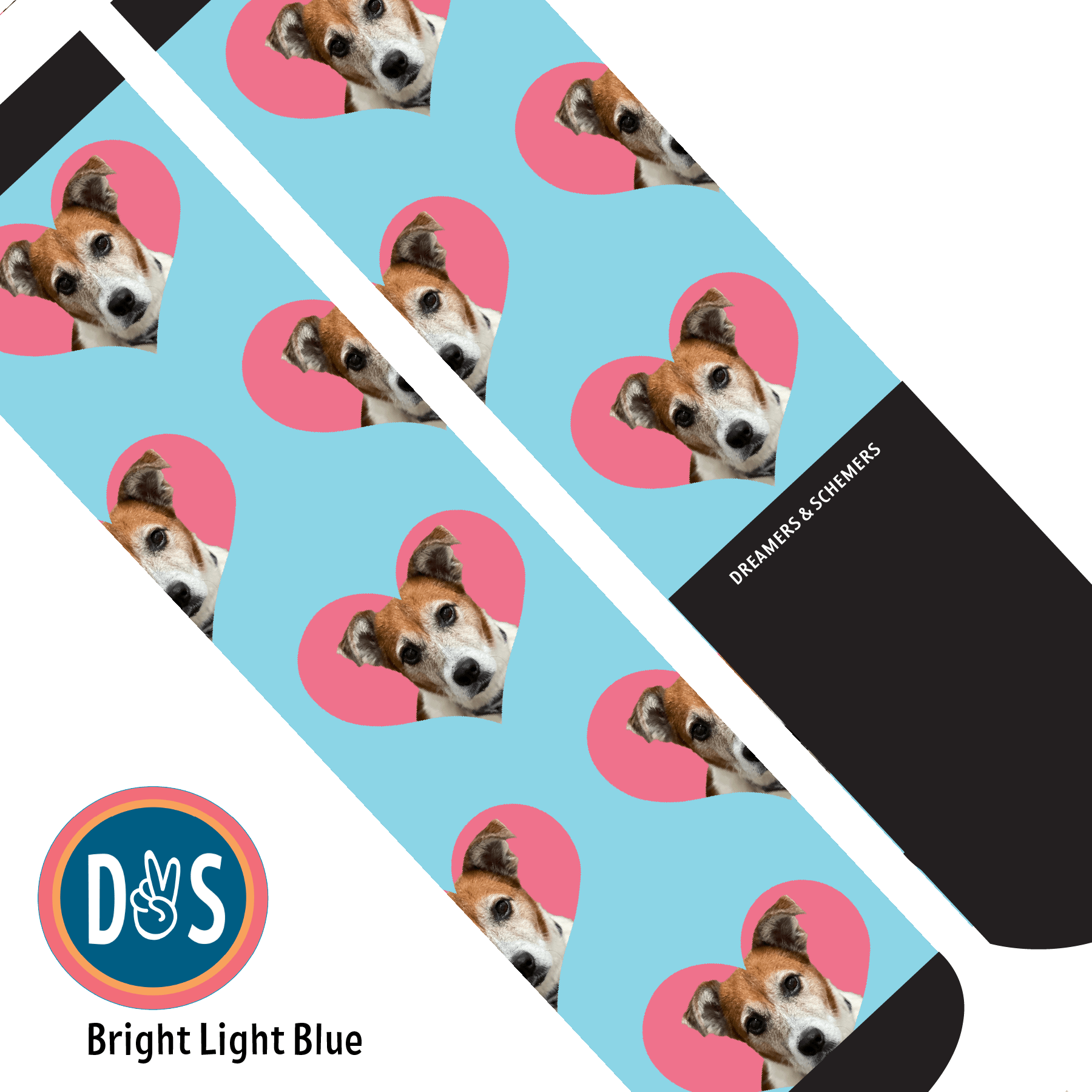 Custom AL Custom Socks Adult / Bright Light Blue Custom Heart Socks 1 Photo equestrian boot socks boot socks thin socks riding socks pattern socks tall socks funny socks knee high socks horse socks horse show socks