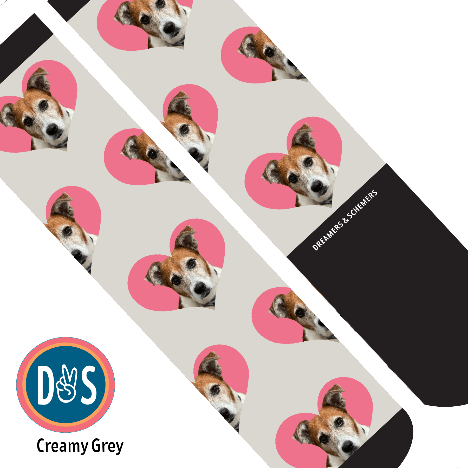 Custom AL Custom Socks Adult / Creamy Grey Custom Heart Socks 1 Photo equestrian boot socks boot socks thin socks riding socks pattern socks tall socks funny socks knee high socks horse socks horse show socks