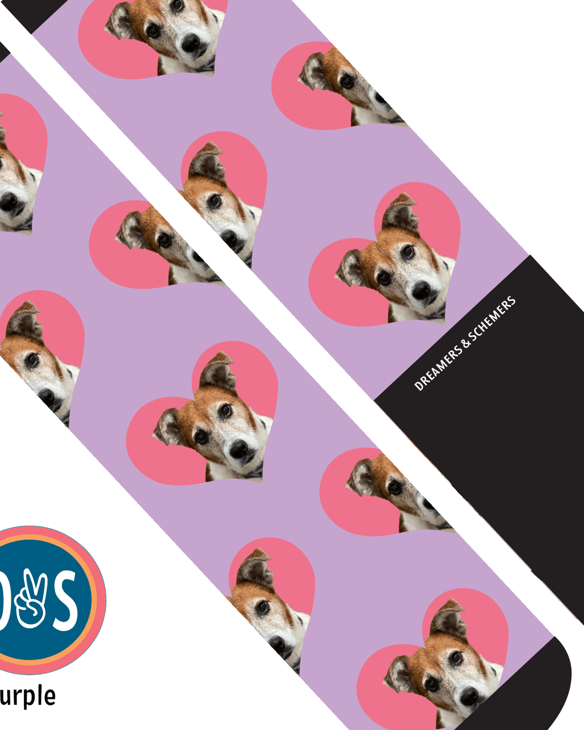 Hearts custom photo equestrian boot socks, additional view