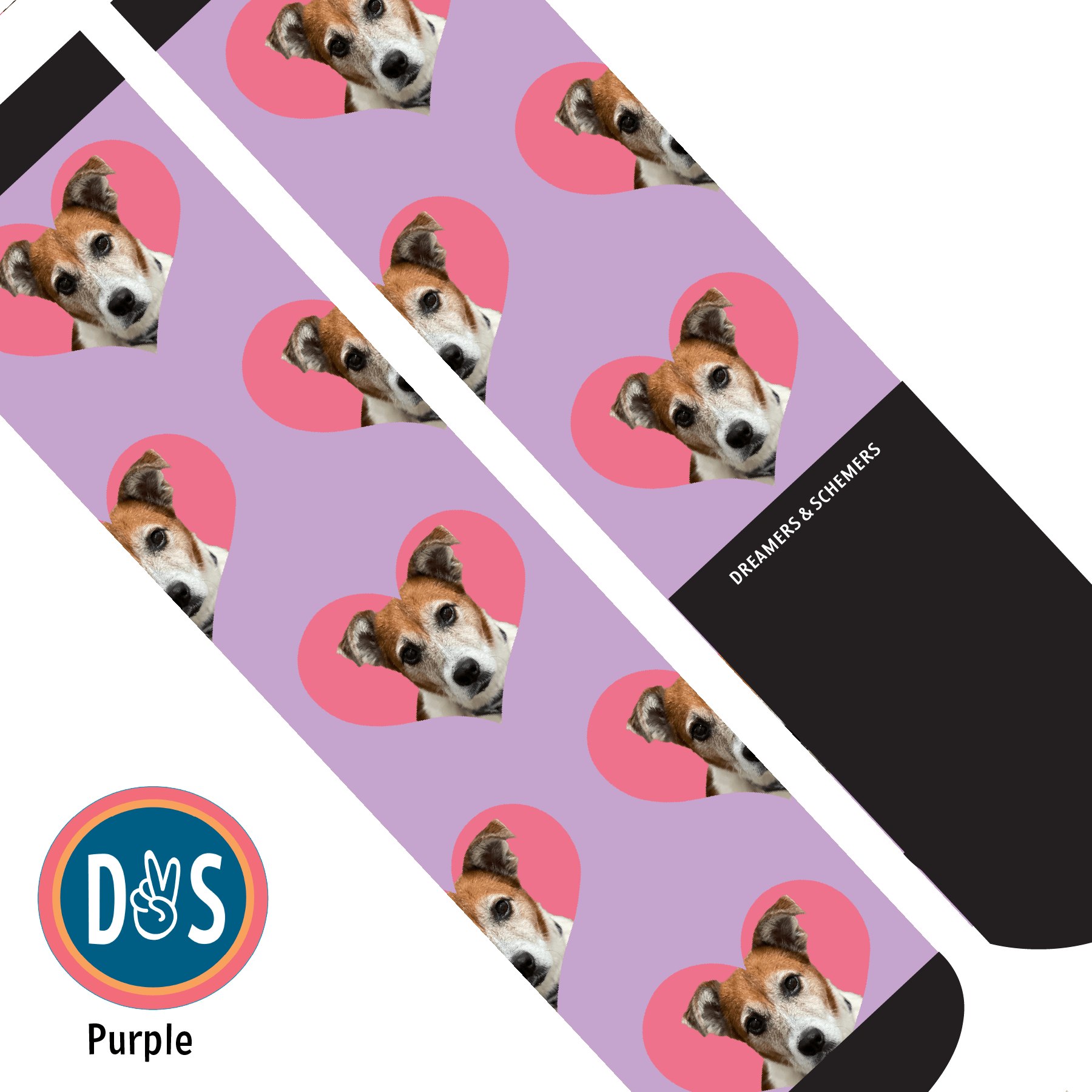 Hearts custom photo equestrian boot socks, additional view