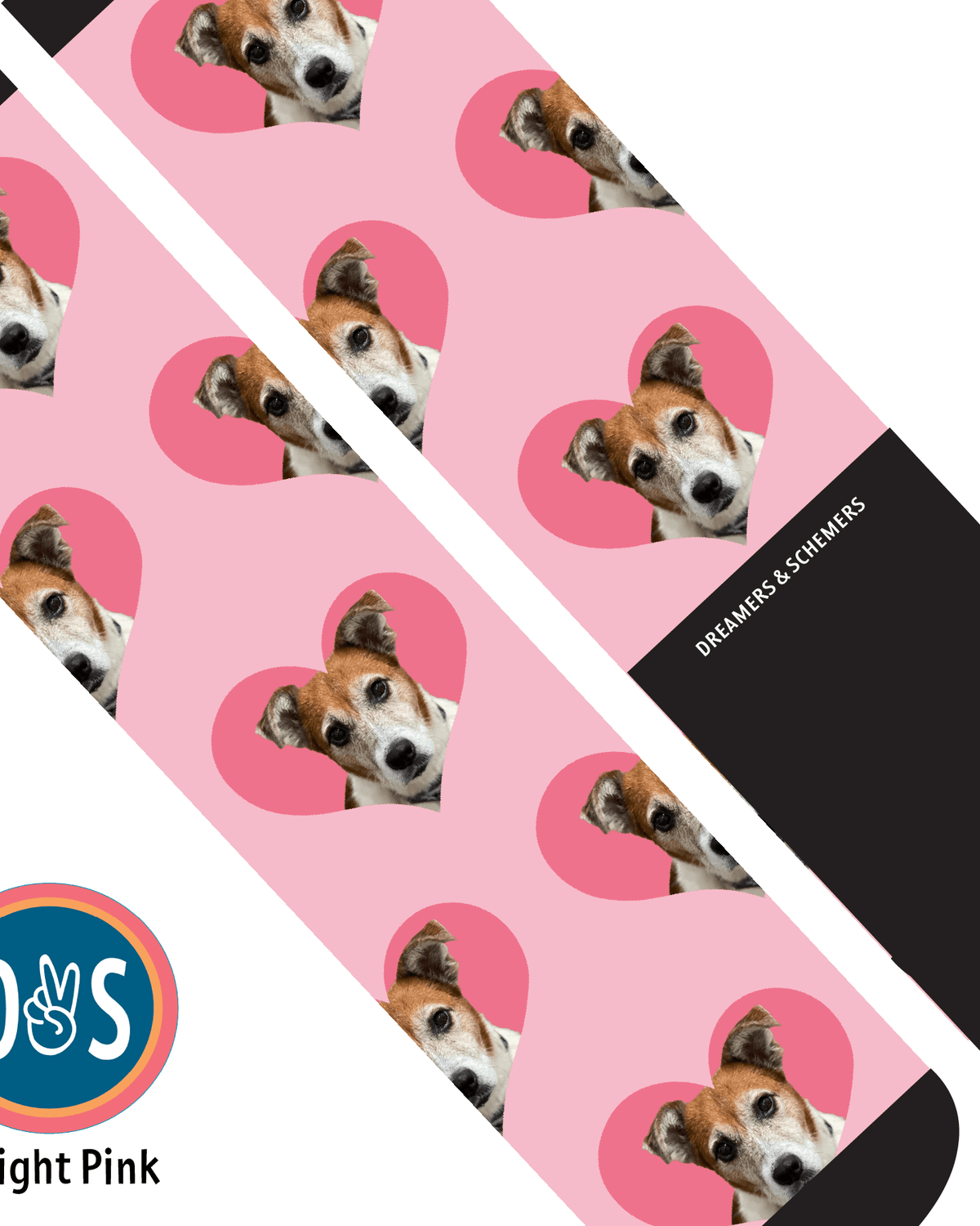 Hearts custom photo equestrian boot socks, additional view