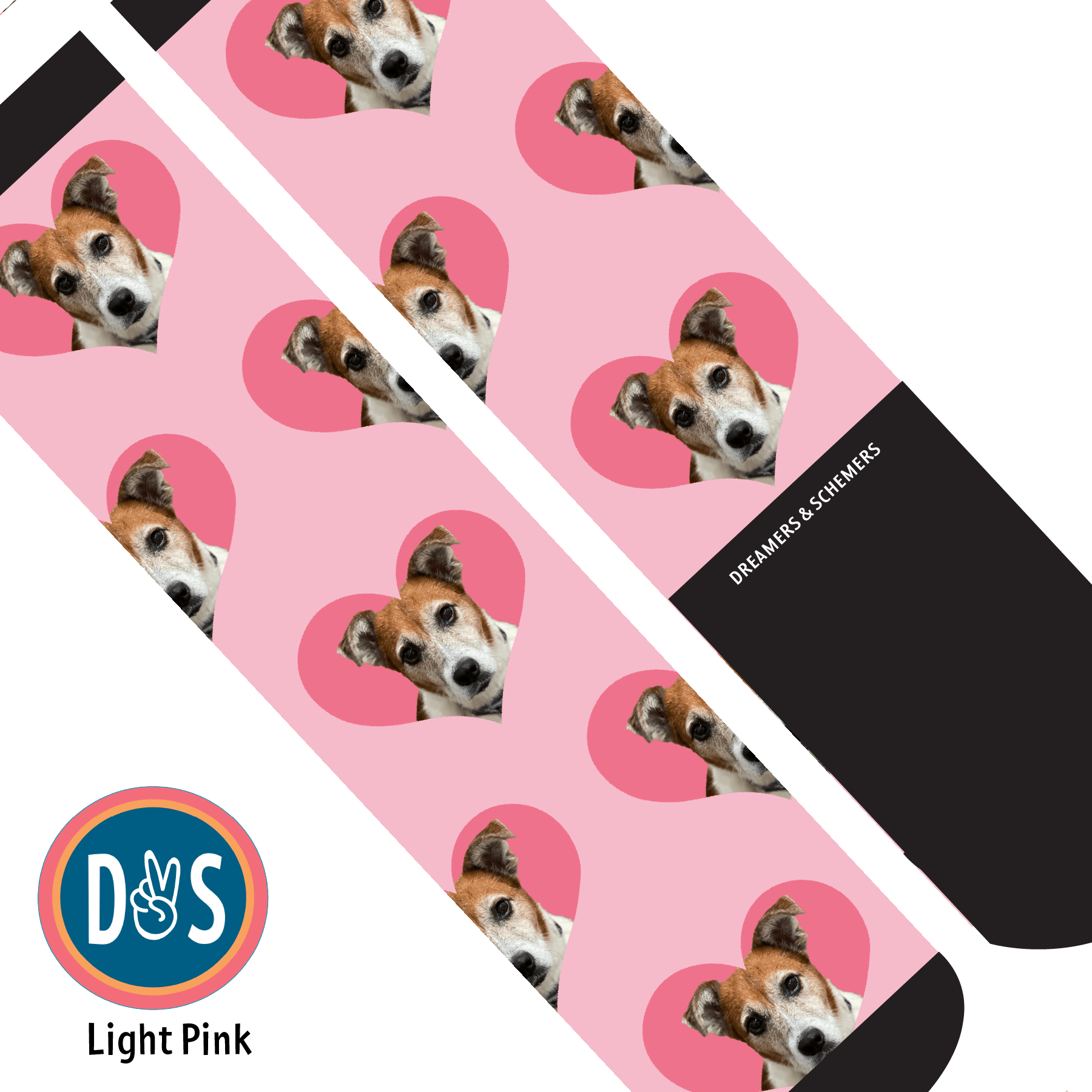 Hearts custom photo equestrian boot socks, additional view