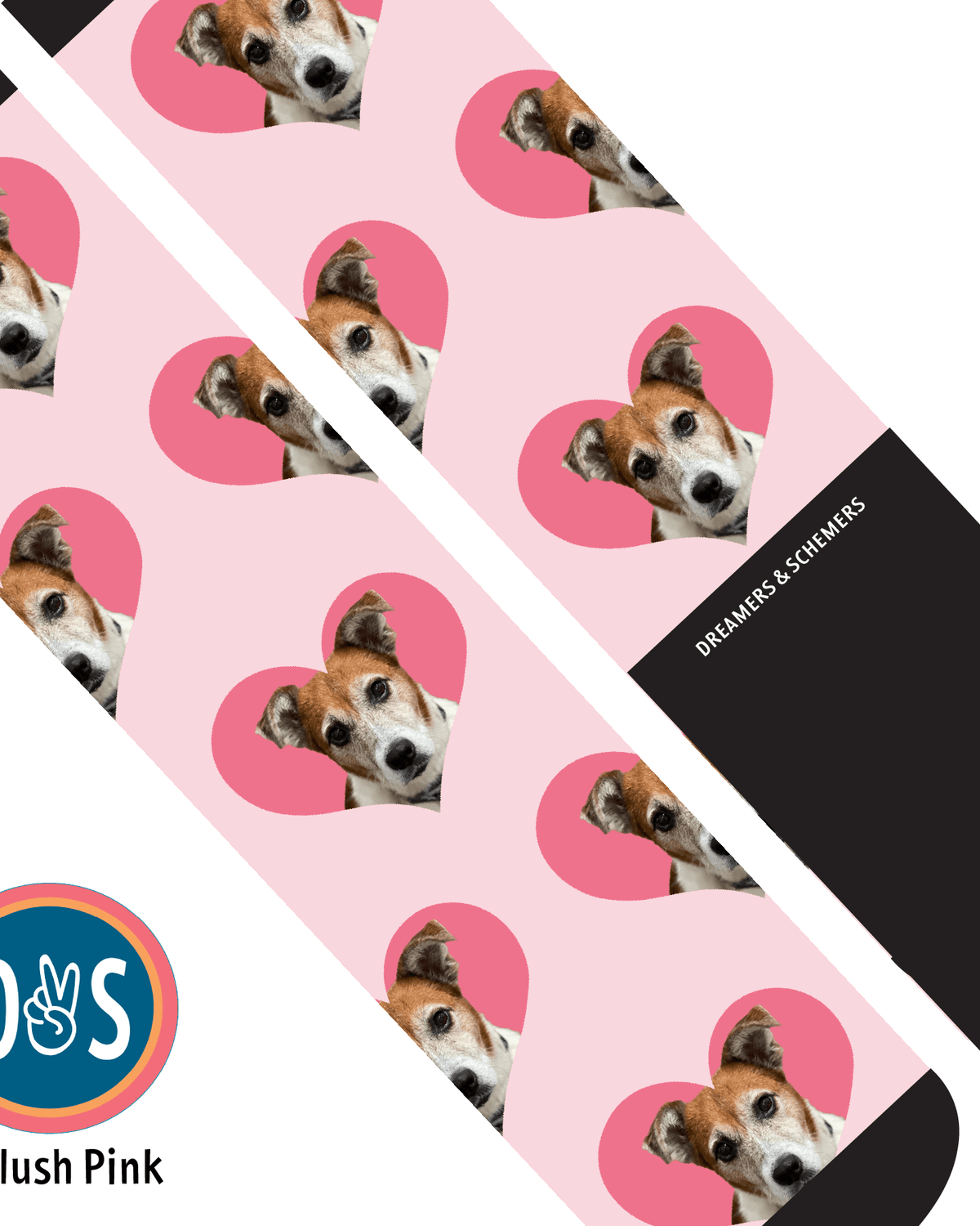 Hearts custom photo equestrian boot socks, additional view