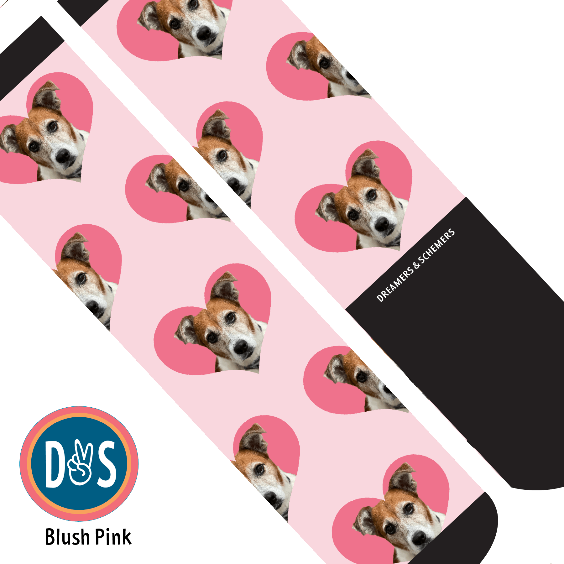 Hearts custom photo equestrian boot socks, additional view