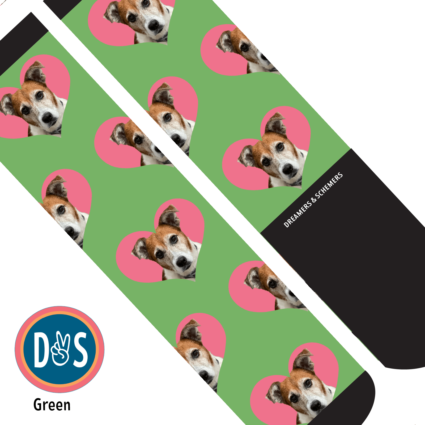 Hearts custom photo equestrian boot socks, additional view