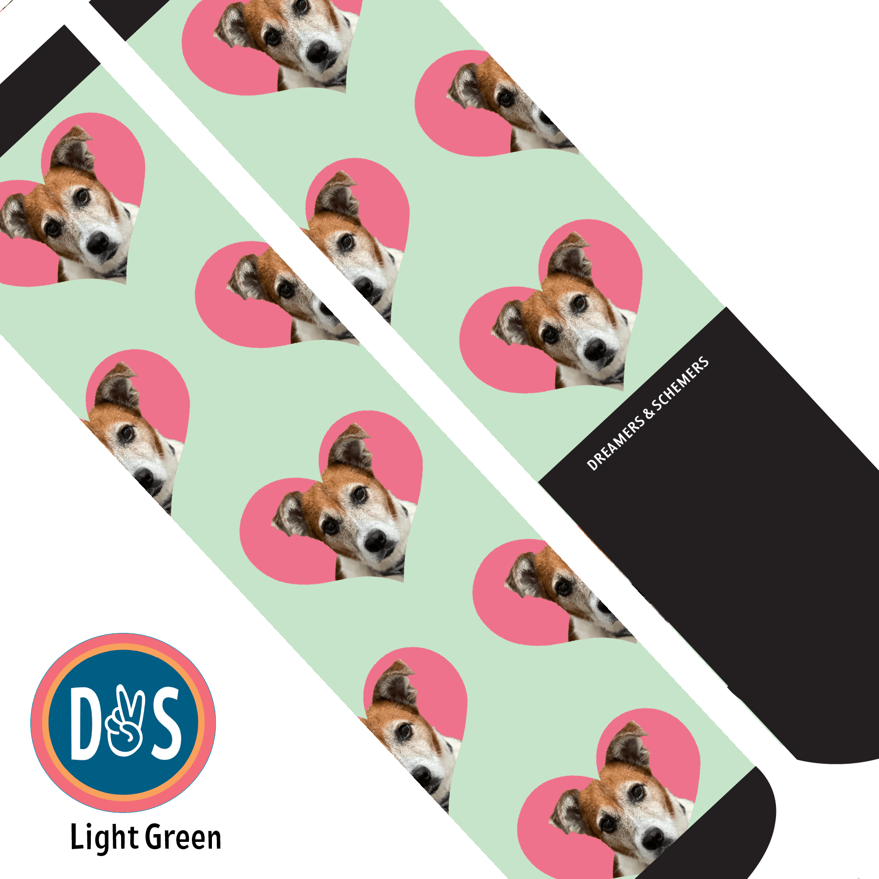 Hearts custom photo equestrian boot socks, additional view