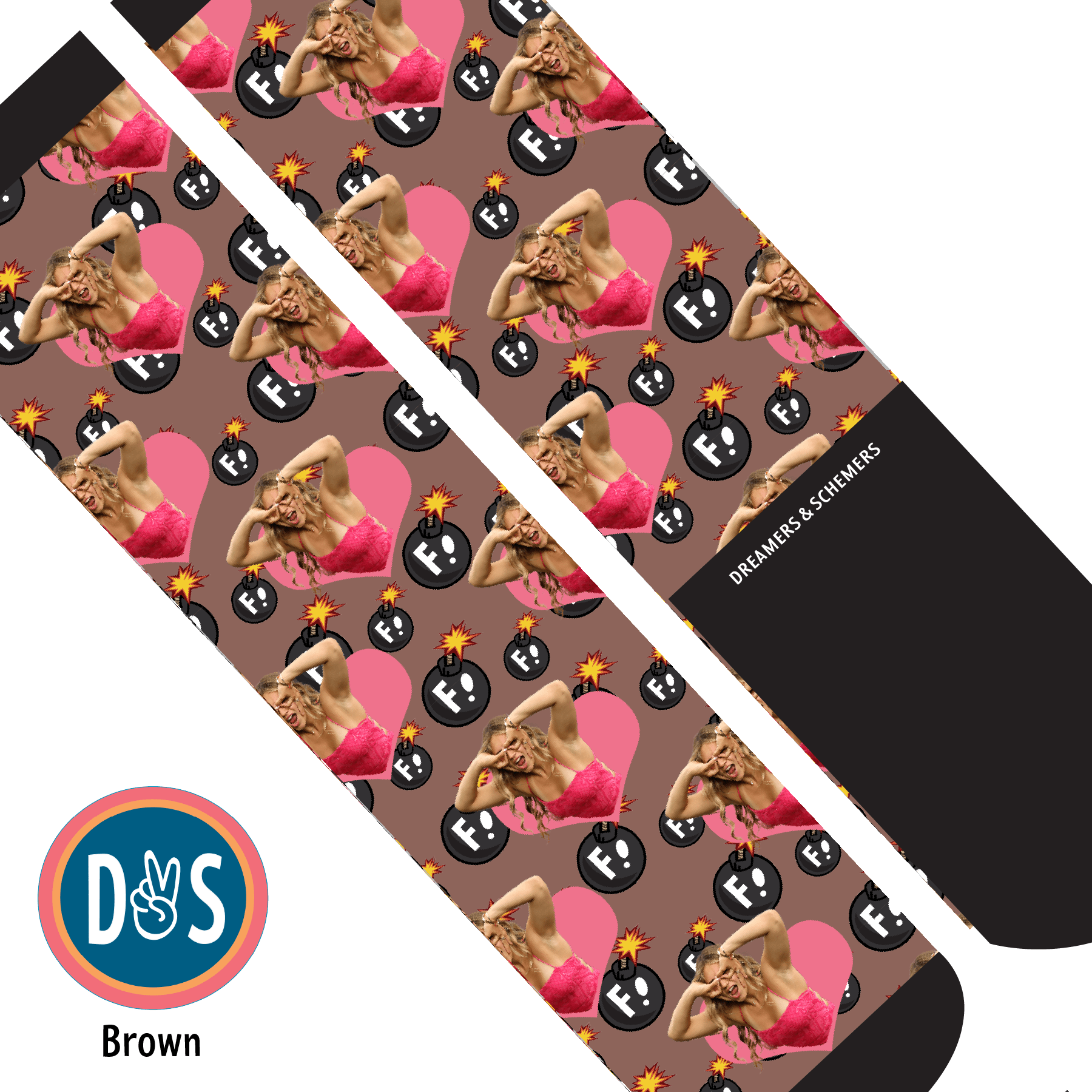 Custom AL Custom Socks Adult / Brown Custom Heart with F Bombs Socks 1 Photo equestrian boot socks boot socks thin socks riding socks pattern socks tall socks funny socks knee high socks horse socks horse show socks