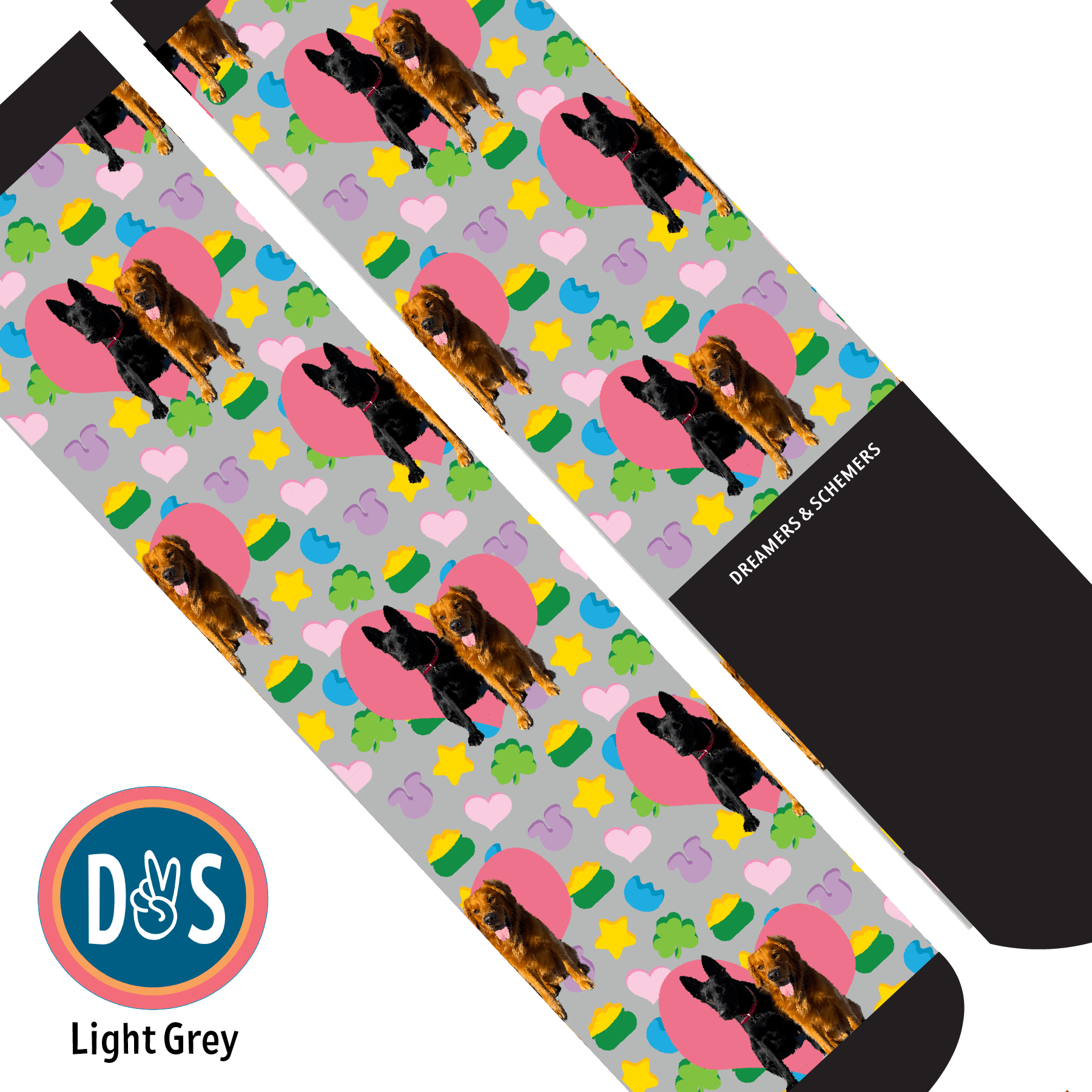 Custom AL Custom Socks Adult / Light Grey Custom Heart with Lucky Treats Socks 1 Photo equestrian boot socks boot socks thin socks riding socks pattern socks tall socks funny socks knee high socks horse socks horse show socks