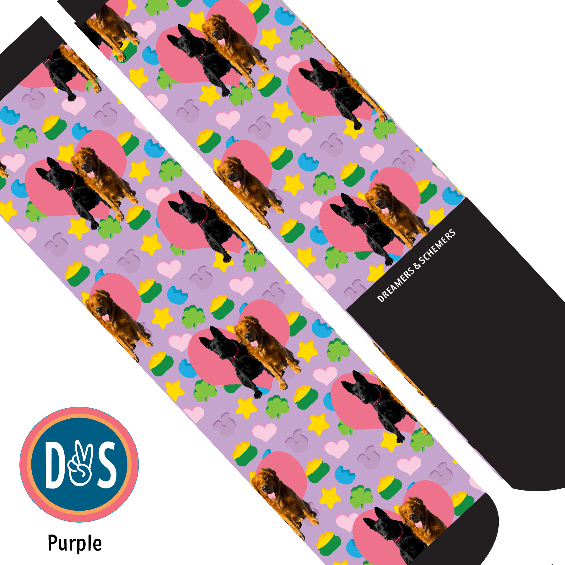 Custom AL Custom Socks Adult / Purple Custom Heart with Lucky Treats Socks 1 Photo equestrian boot socks boot socks thin socks riding socks pattern socks tall socks funny socks knee high socks horse socks horse show socks