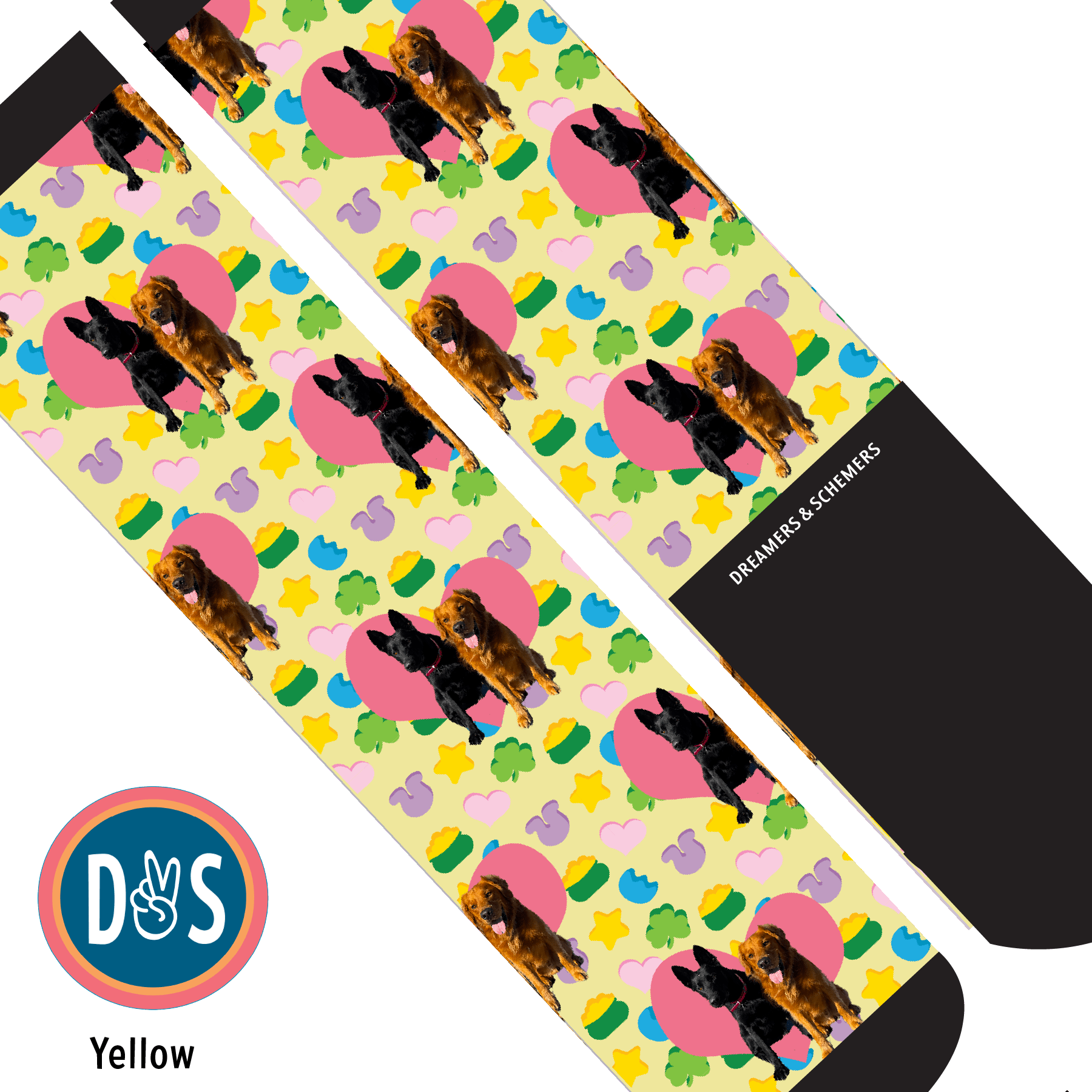 Custom AL Custom Socks Adult / Yellow Custom Heart with Lucky Treats Socks 1 Photo equestrian boot socks boot socks thin socks riding socks pattern socks tall socks funny socks knee high socks horse socks horse show socks