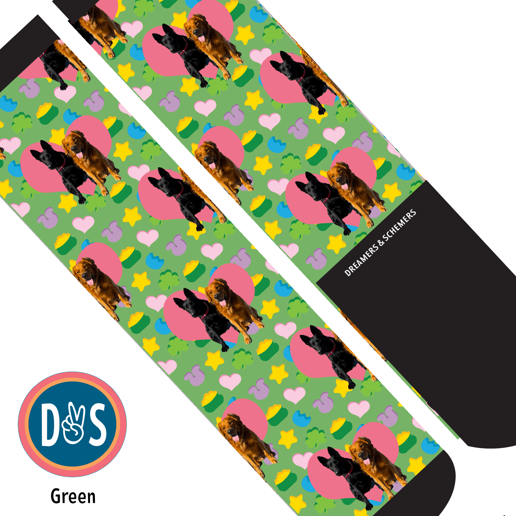 Custom AL Custom Socks Adult / Green Custom Heart with Lucky Treats Socks 1 Photo equestrian boot socks boot socks thin socks riding socks pattern socks tall socks funny socks knee high socks horse socks horse show socks