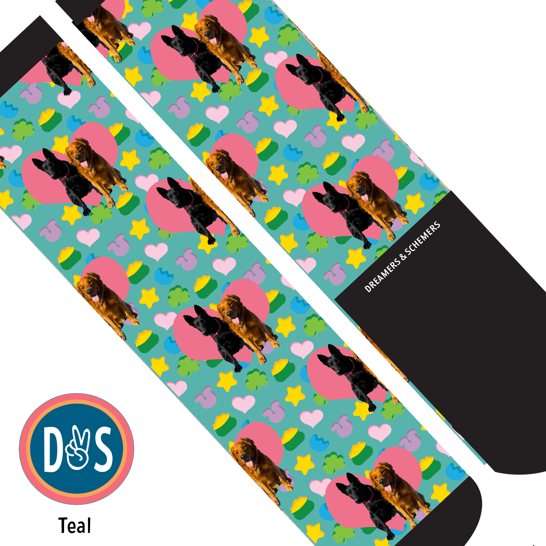 Custom AL Custom Socks Adult / Teal Custom Heart with Lucky Treats Socks 1 Photo equestrian boot socks boot socks thin socks riding socks pattern socks tall socks funny socks knee high socks horse socks horse show socks