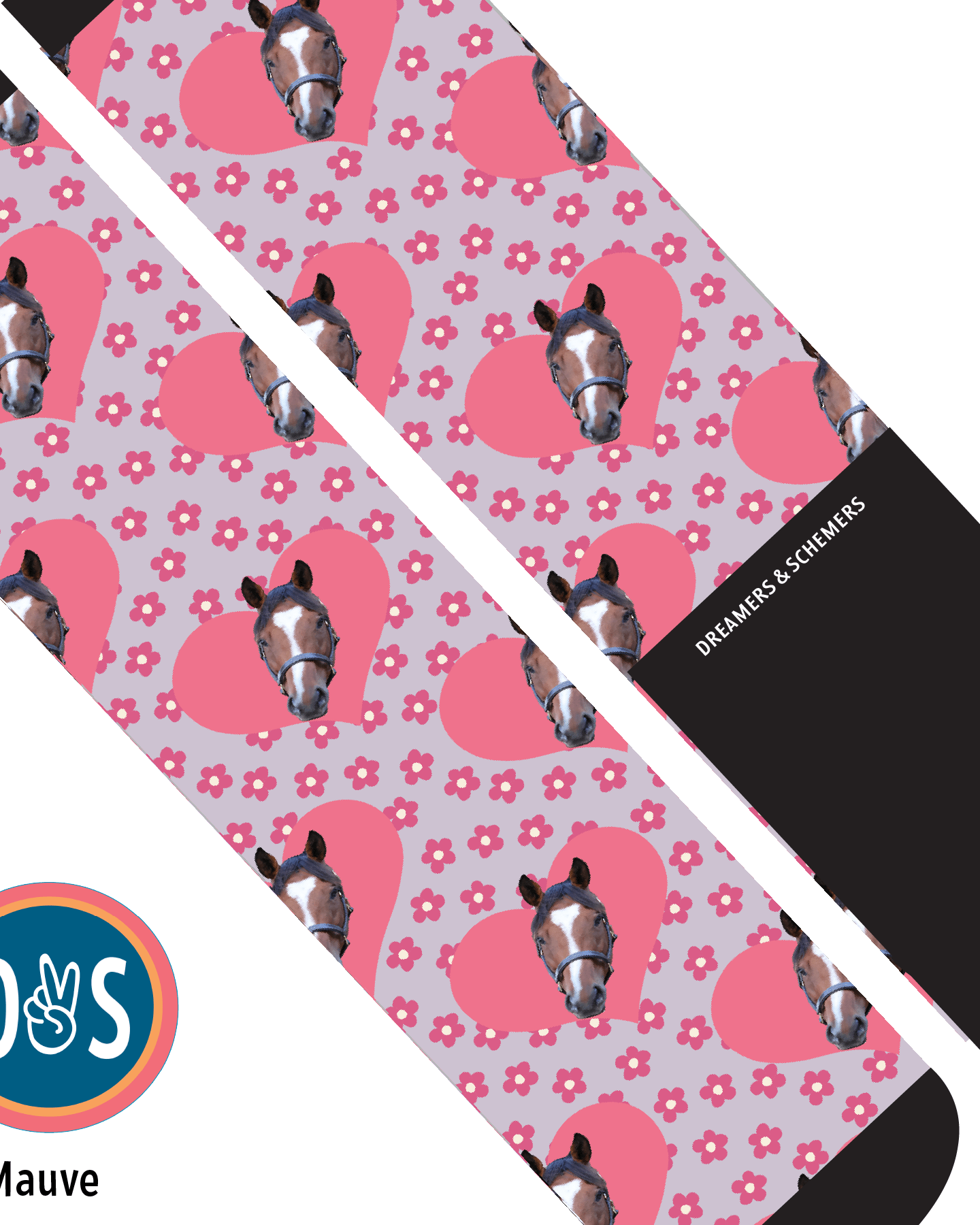 Custom AL Custom Socks Adult / Mauve Custom Heart with Pinky Petals Socks 1 Photo equestrian boot socks boot socks thin socks riding socks pattern socks tall socks funny socks knee high socks horse socks horse show socks