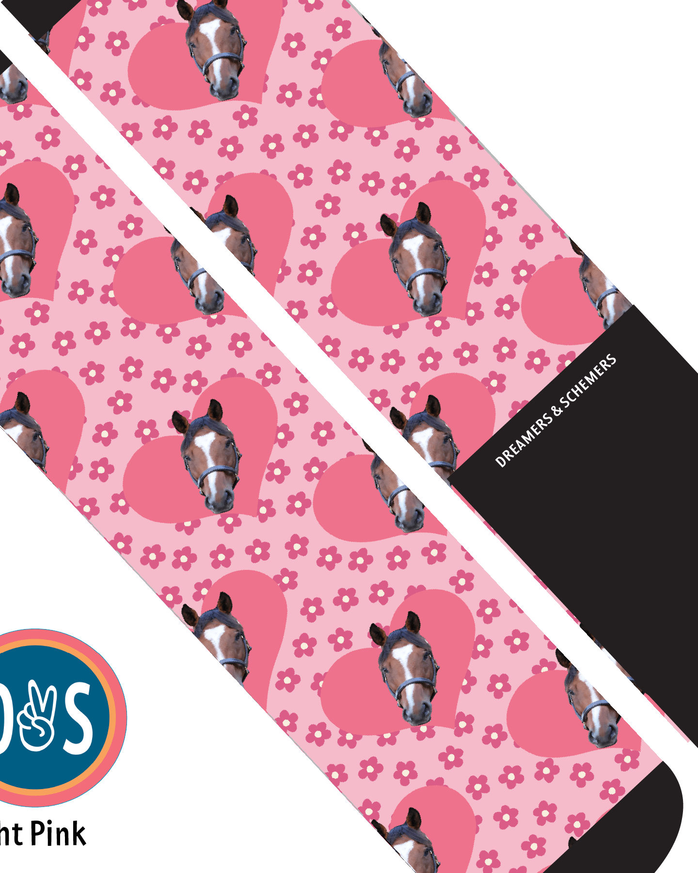 Custom AL Custom Socks Adult / Light Pink Custom Heart with Pinky Petals Socks 1 Photo equestrian boot socks boot socks thin socks riding socks pattern socks tall socks funny socks knee high socks horse socks horse show socks