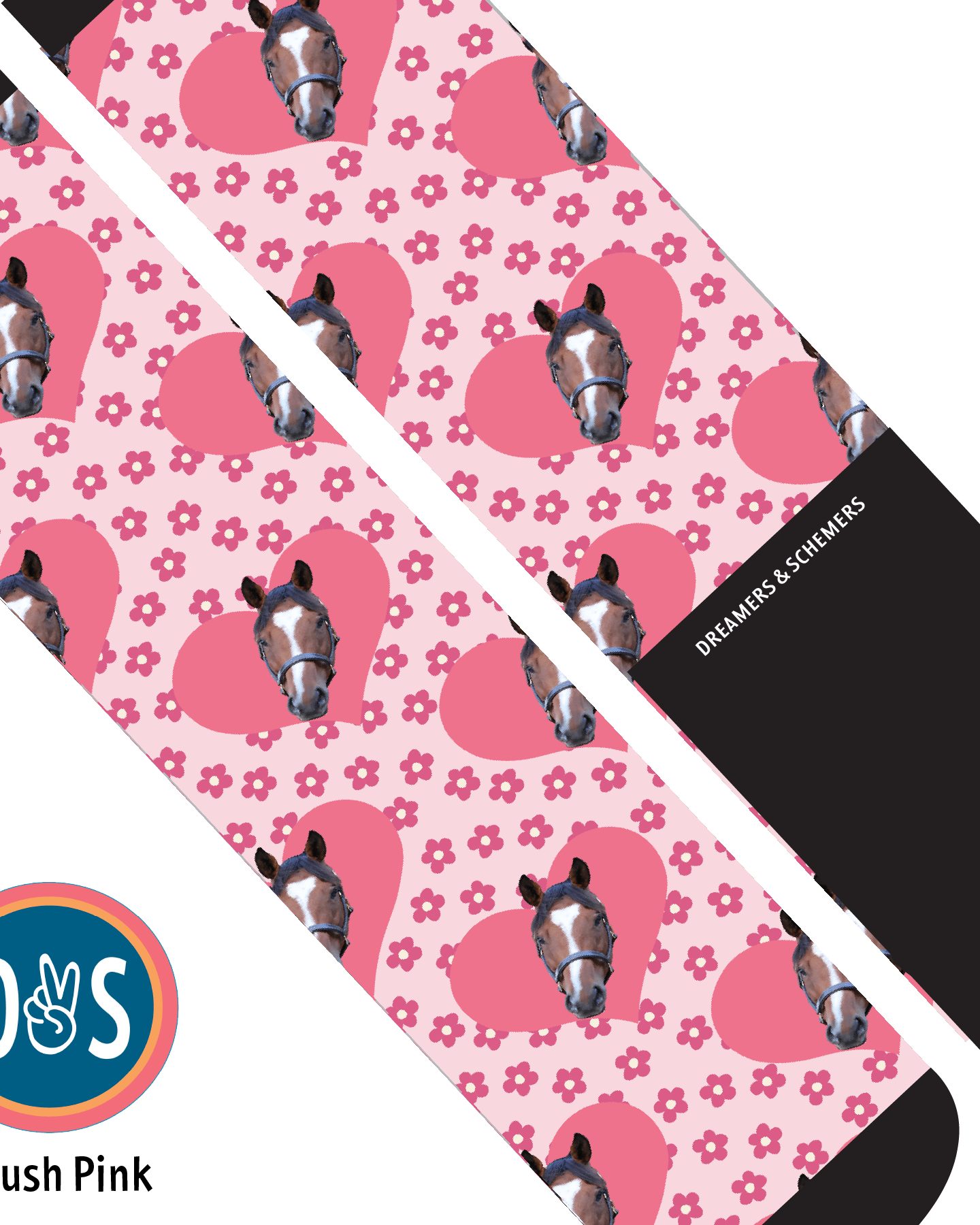 Custom AL Custom Socks Adult / Blush Pink Custom Heart with Pinky Petals Socks 1 Photo equestrian boot socks boot socks thin socks riding socks pattern socks tall socks funny socks knee high socks horse socks horse show socks