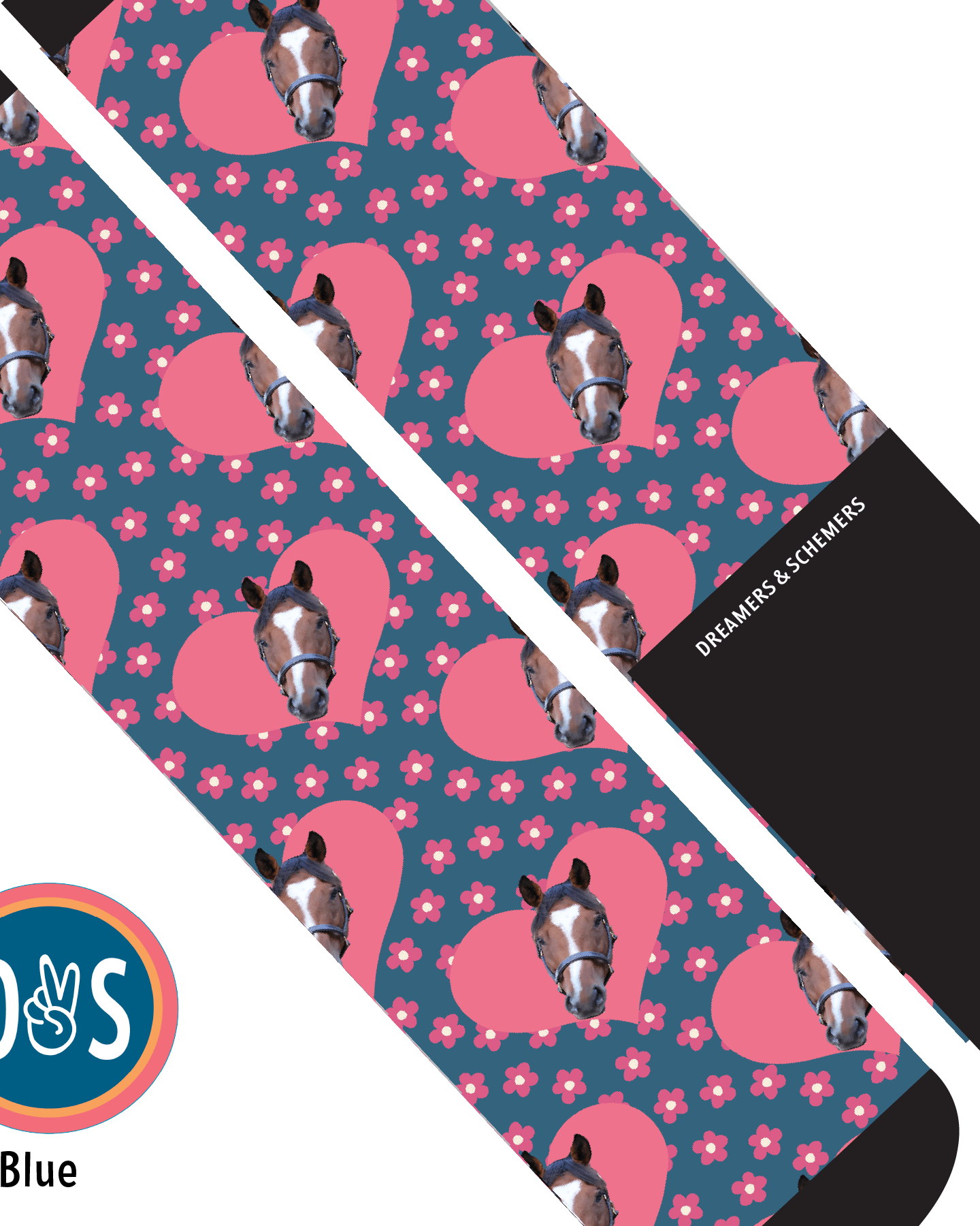 Custom AL Custom Socks Adult / Blue Custom Heart with Pinky Petals Socks 1 Photo equestrian boot socks boot socks thin socks riding socks pattern socks tall socks funny socks knee high socks horse socks horse show socks