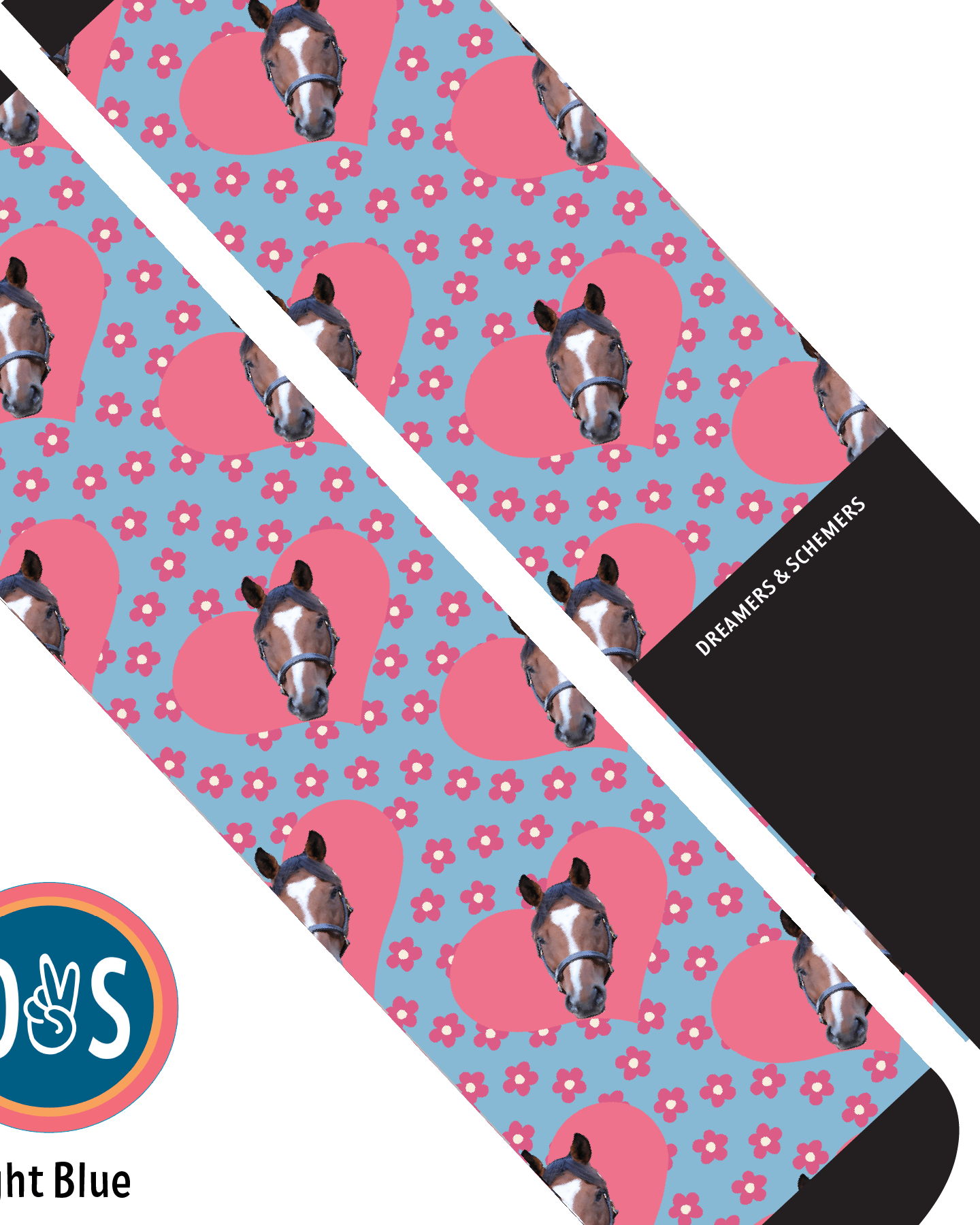 Custom AL Custom Socks Adult / Light Blue Custom Heart with Pinky Petals Socks 1 Photo equestrian boot socks boot socks thin socks riding socks pattern socks tall socks funny socks knee high socks horse socks horse show socks