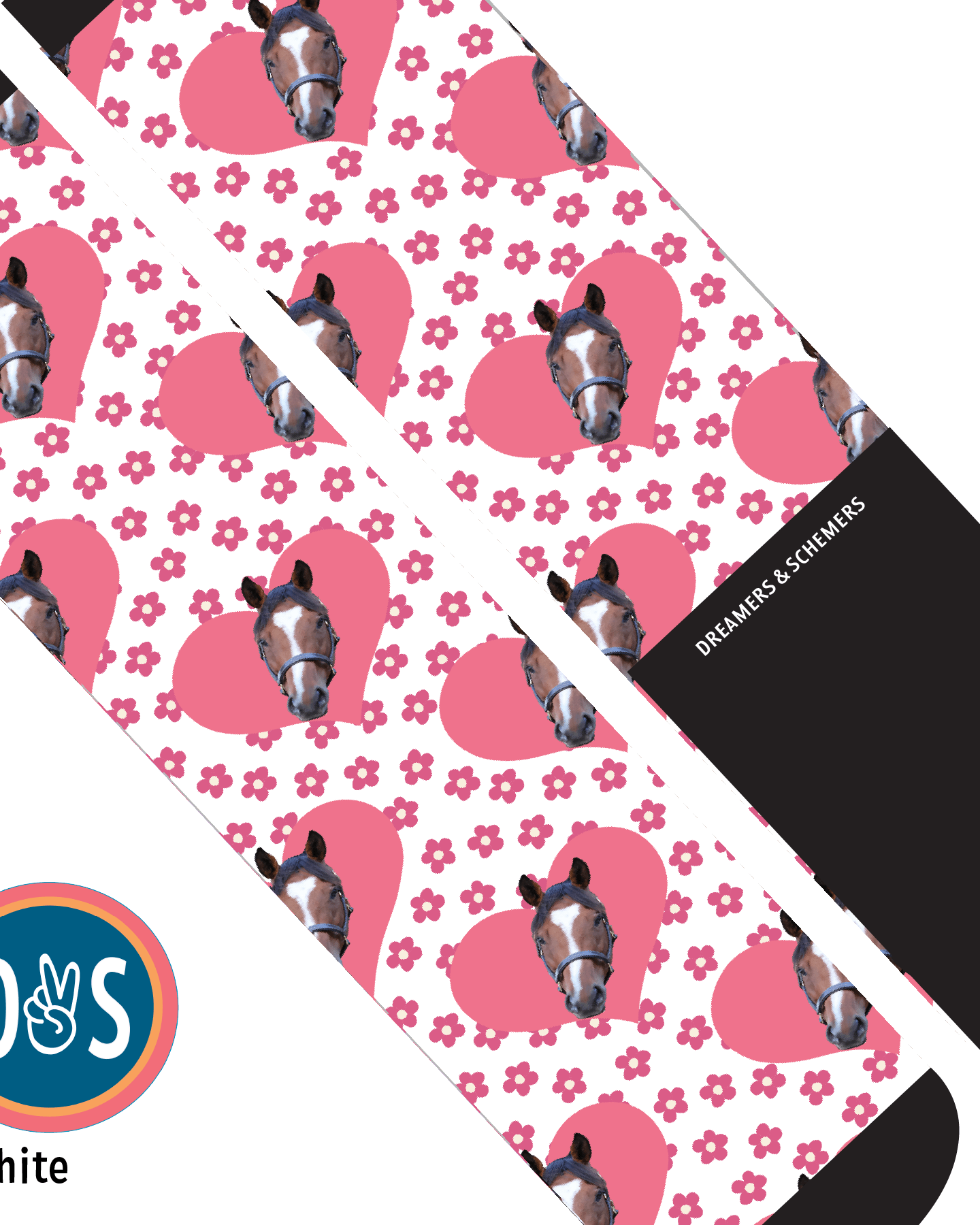 Custom AL Custom Socks Adult / White Custom Heart with Pinky Petals Socks 1 Photo equestrian boot socks boot socks thin socks riding socks pattern socks tall socks funny socks knee high socks horse socks horse show socks