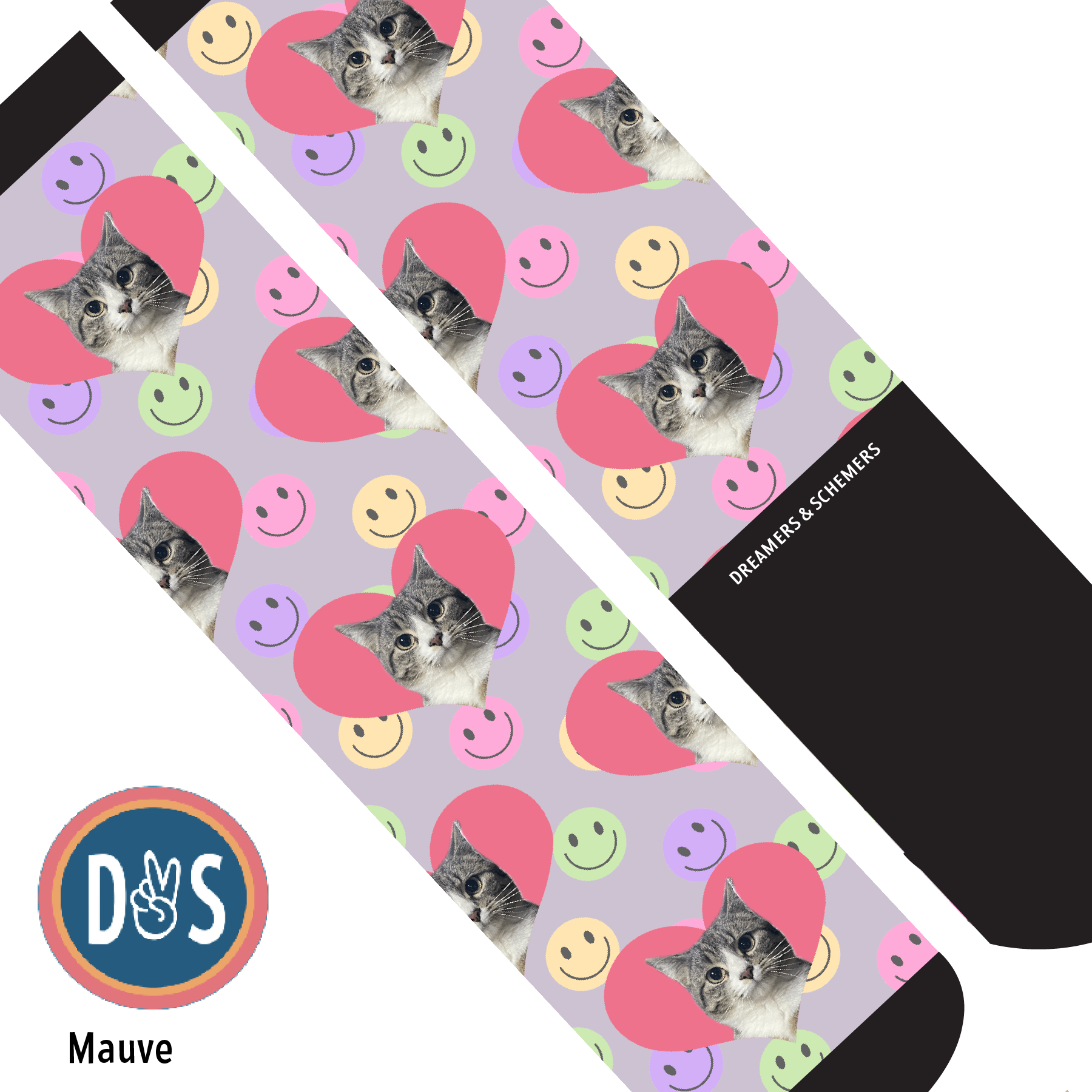 Custom AL Custom Socks Adult / Mauve Custom Heart with Smiley Vibes Socks 1 Photo equestrian boot socks boot socks thin socks riding socks pattern socks tall socks funny socks knee high socks horse socks horse show socks