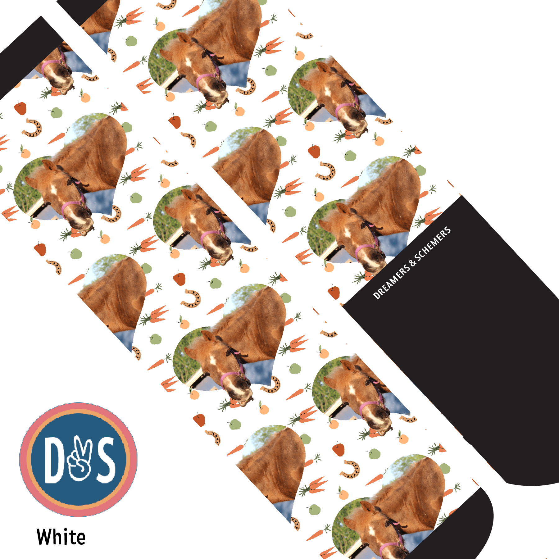 Custom AL Custom Socks Adult / White Custom Heart with Stable Snackies Socks 1 Photo equestrian boot socks boot socks thin socks riding socks pattern socks tall socks funny socks knee high socks horse socks horse show socks