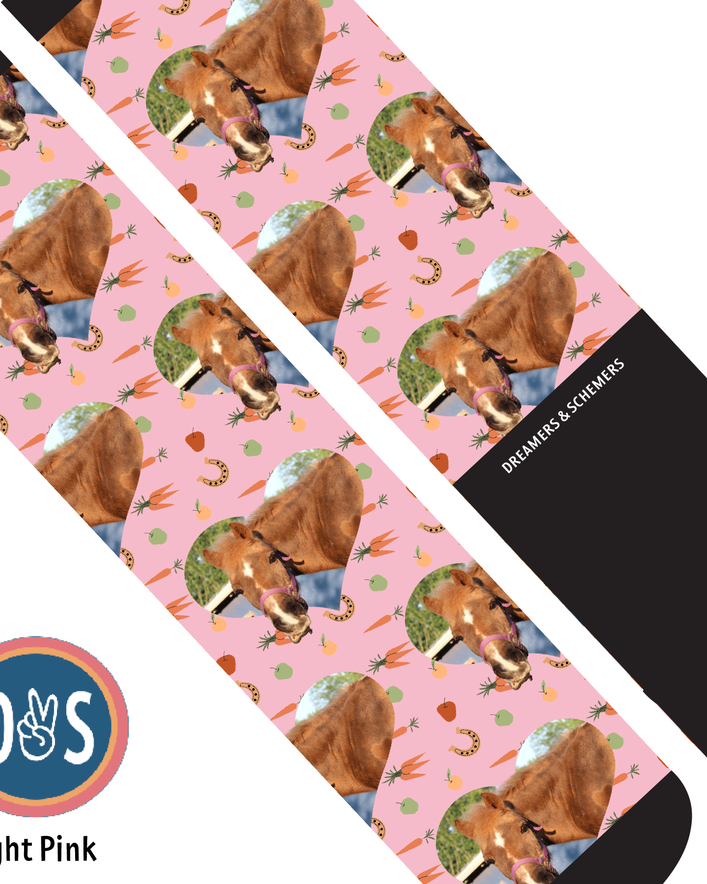 Custom AL Custom Socks Adult / Light Pink Custom Heart with Stable Snackies Socks 1 Photo equestrian boot socks boot socks thin socks riding socks pattern socks tall socks funny socks knee high socks horse socks horse show socks