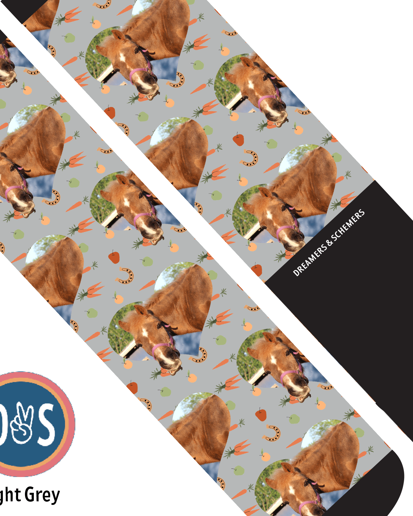 Custom AL Custom Socks Adult / Light Grey Custom Heart with Stable Snackies Socks 1 Photo equestrian boot socks boot socks thin socks riding socks pattern socks tall socks funny socks knee high socks horse socks horse show socks