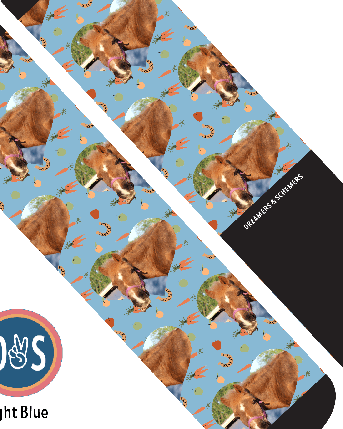 Custom AL Custom Socks Adult / Light Blue Custom Heart with Stable Snackies Socks 1 Photo equestrian boot socks boot socks thin socks riding socks pattern socks tall socks funny socks knee high socks horse socks horse show socks