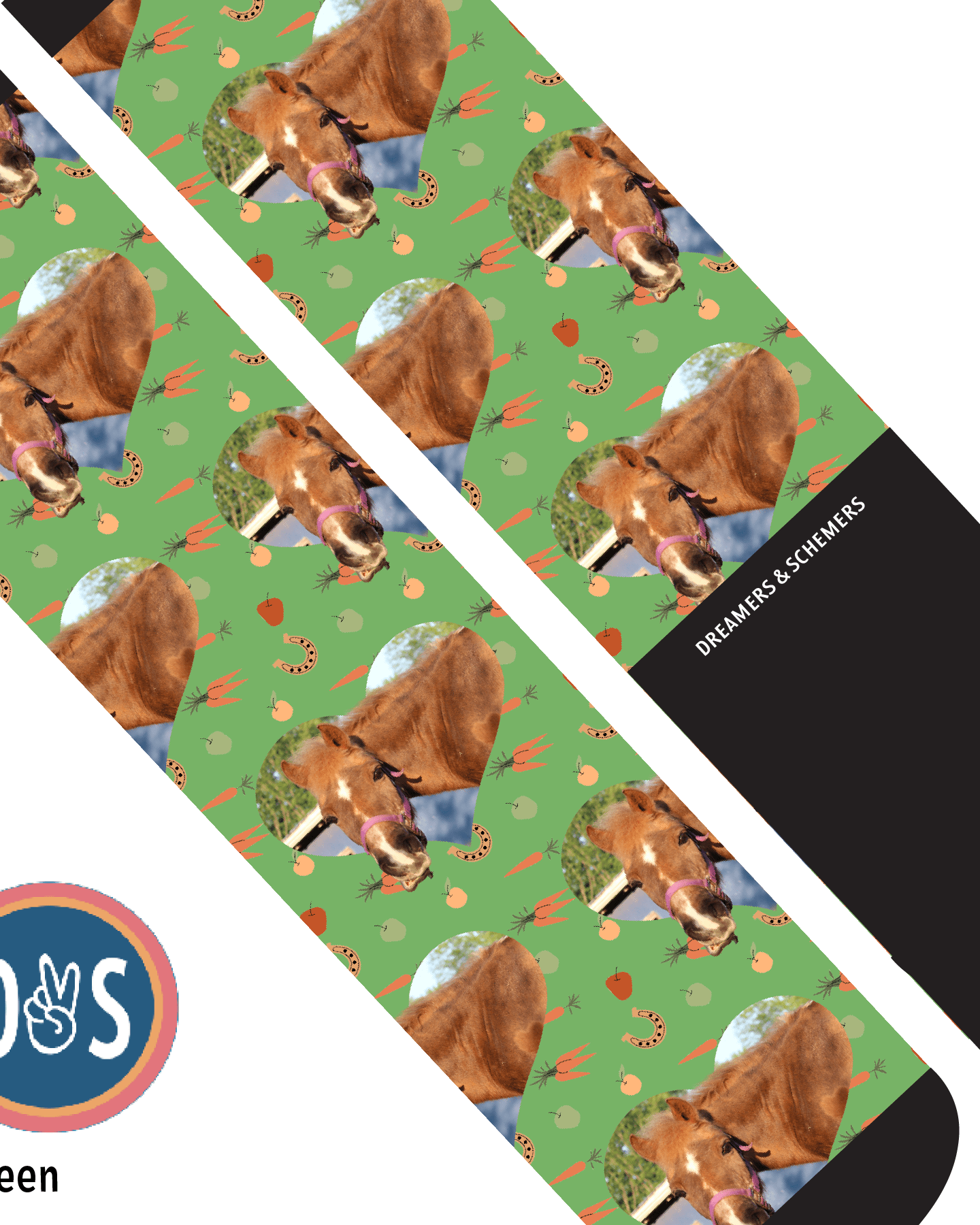 Custom AL Custom Socks Adult / Green Custom Heart with Stable Snackies Socks 1 Photo equestrian boot socks boot socks thin socks riding socks pattern socks tall socks funny socks knee high socks horse socks horse show socks