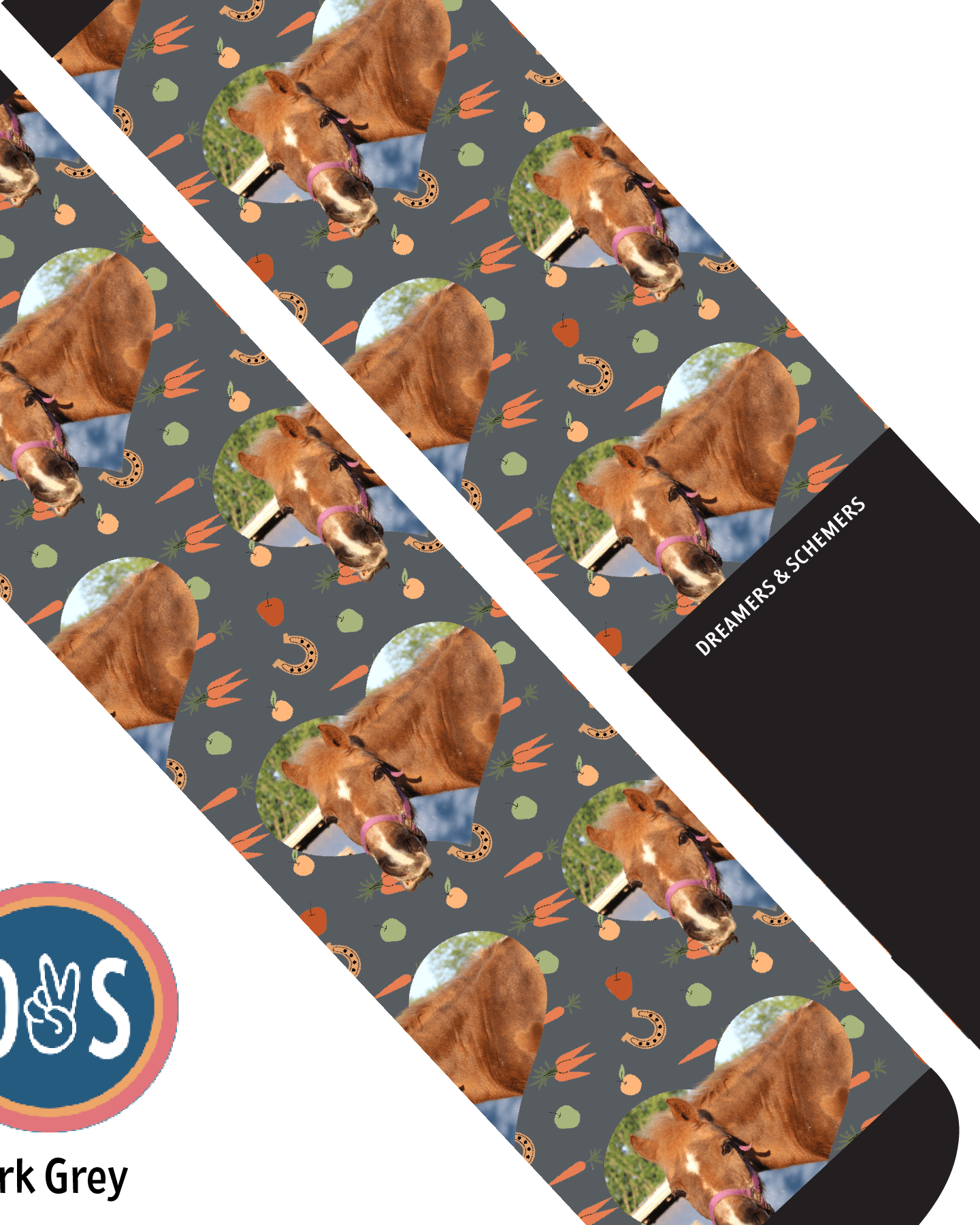 Custom AL Custom Socks Adult / Dark Grey Custom Heart with Stable Snackies Socks 1 Photo equestrian boot socks boot socks thin socks riding socks pattern socks tall socks funny socks knee high socks horse socks horse show socks